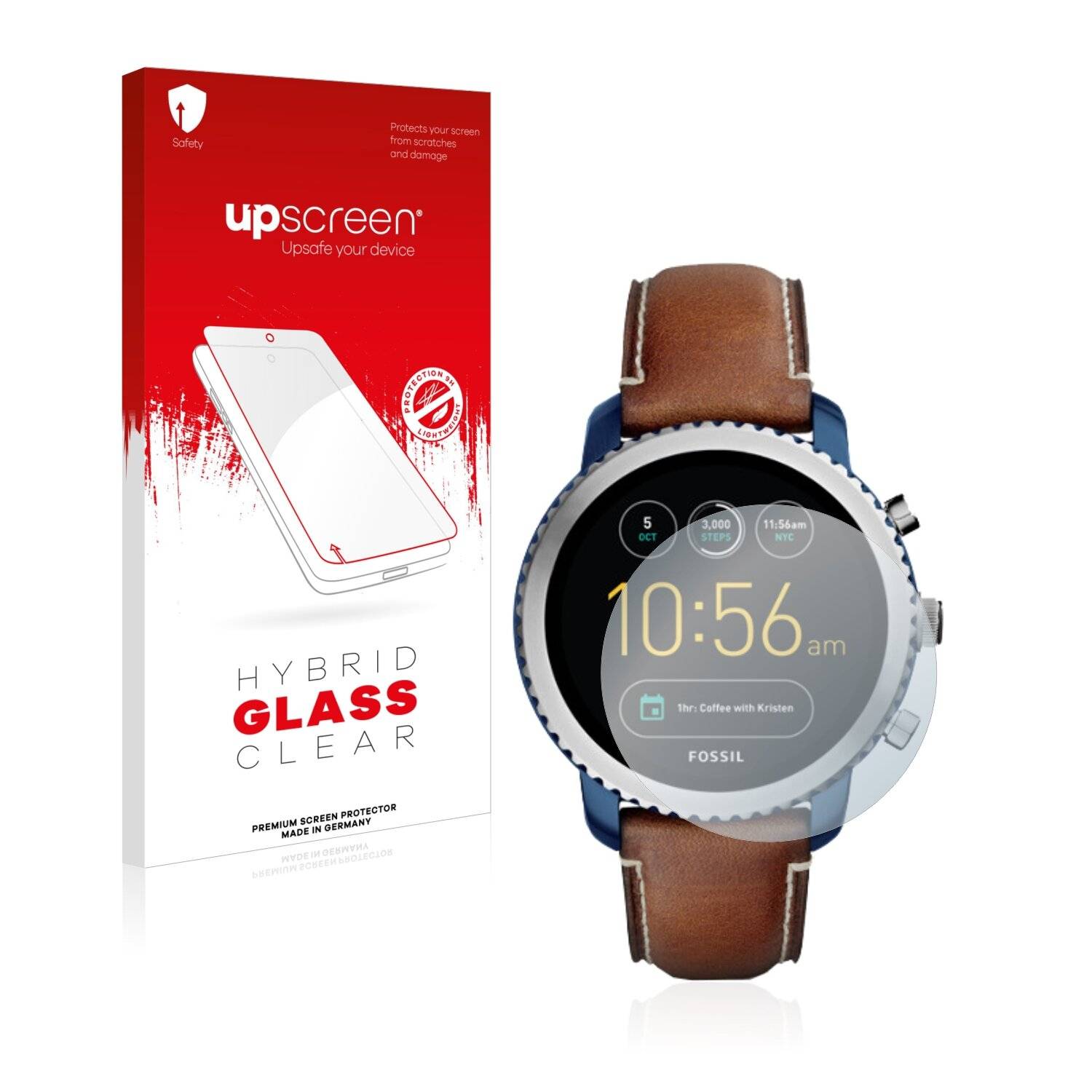 upscreen Hybrid Glass Clear Premium Schutzglas Folie für Fossil Q Explorist