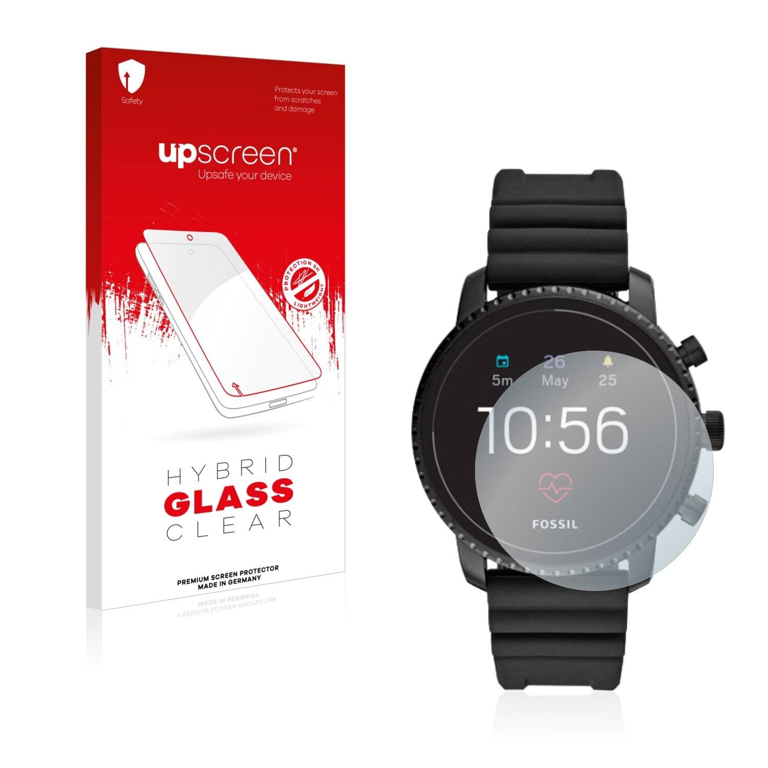upscreen Hybrid Glass Clear Premium Schutzglas Folie für Fossil Q Explorist HR
