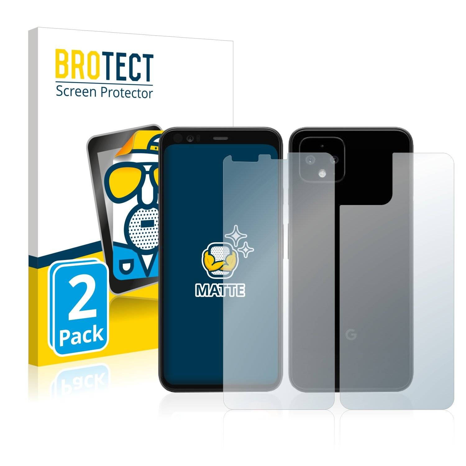2x BROTECT Matte Displayschutzfolie für Google Pixel 4 (Vorder + Rückseite) - Entspiegelt,