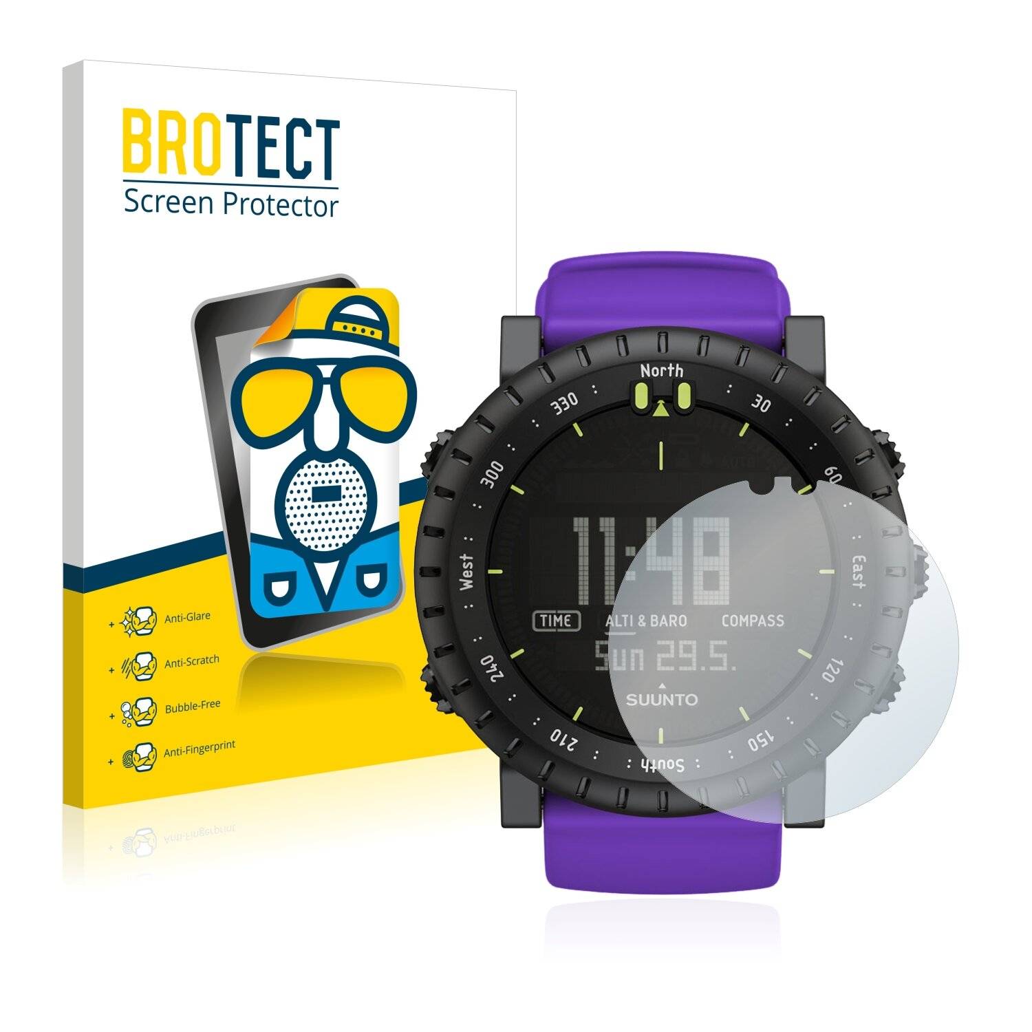 2x BROTECT Matte Displayschutzfolie für Suunto Core Violet Crush - Entspiegelt,