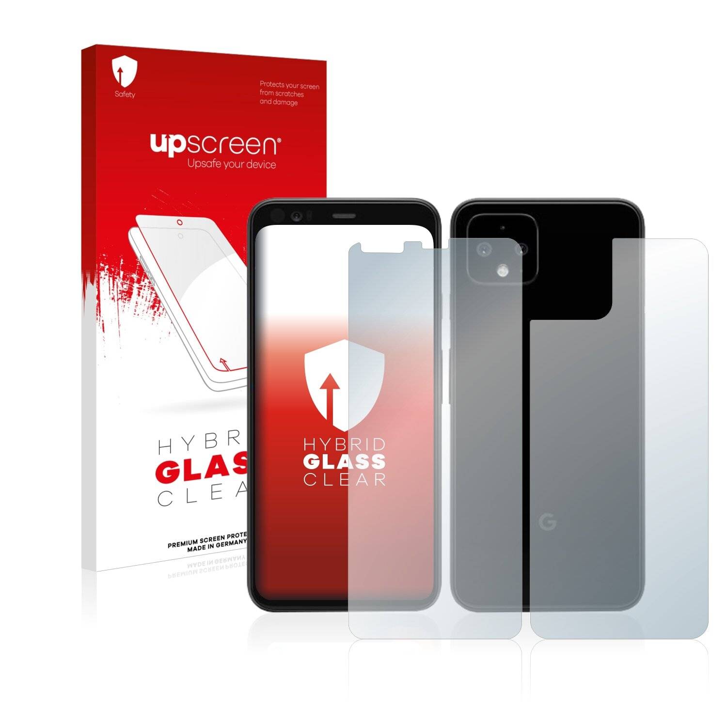 upscreen Hybrid Glass Clear Premium Schutzglas Folie für Google Pixel 4 (Vorder +