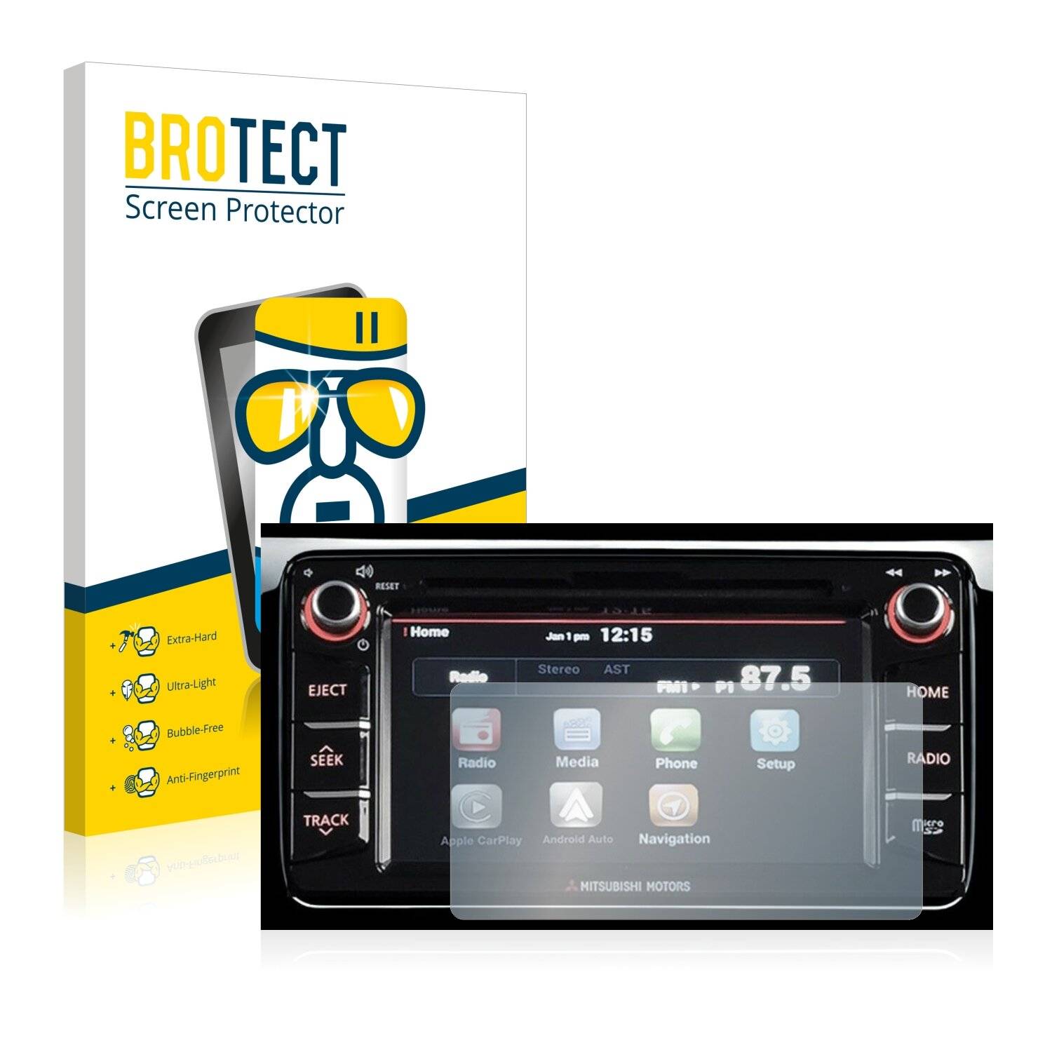 BROTECT AirGlass Schutzglas Folie für Mitsubishi L200 Series 5 2015-2019 Infotainment System