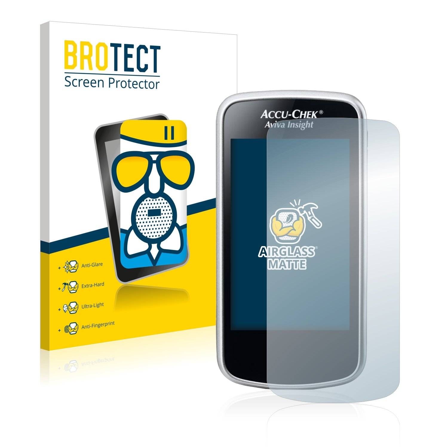 BROTECT AirGlass Matte Schutzglas Folie für Accu-Chek Aviva Insight Diabetes