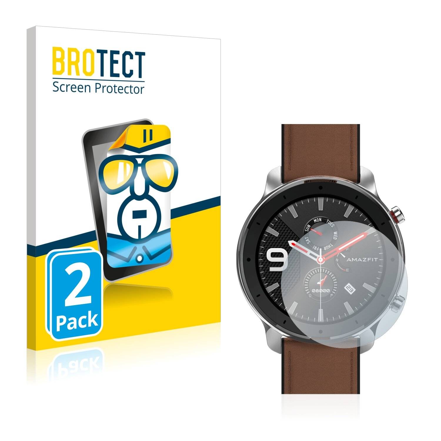 2x BROTECT HD-Clear Displayschutzfolie für Huami Amazfit GTR (47