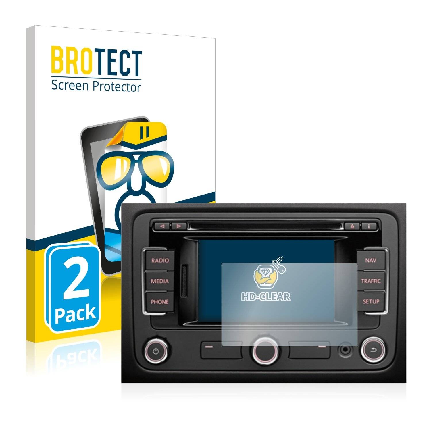 2x BROTECT HD-Clear Displayschutzfolie für Volkswagen Amarok 2H 2010-2017 RNS 315