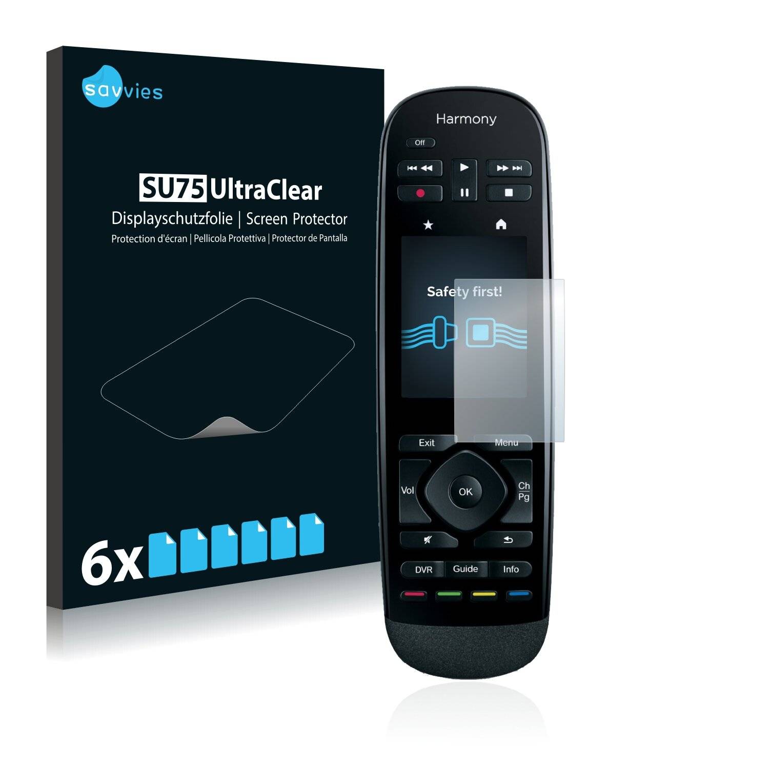 6x Savvies SU75 Displayschutzfolie für Logitech Harmony