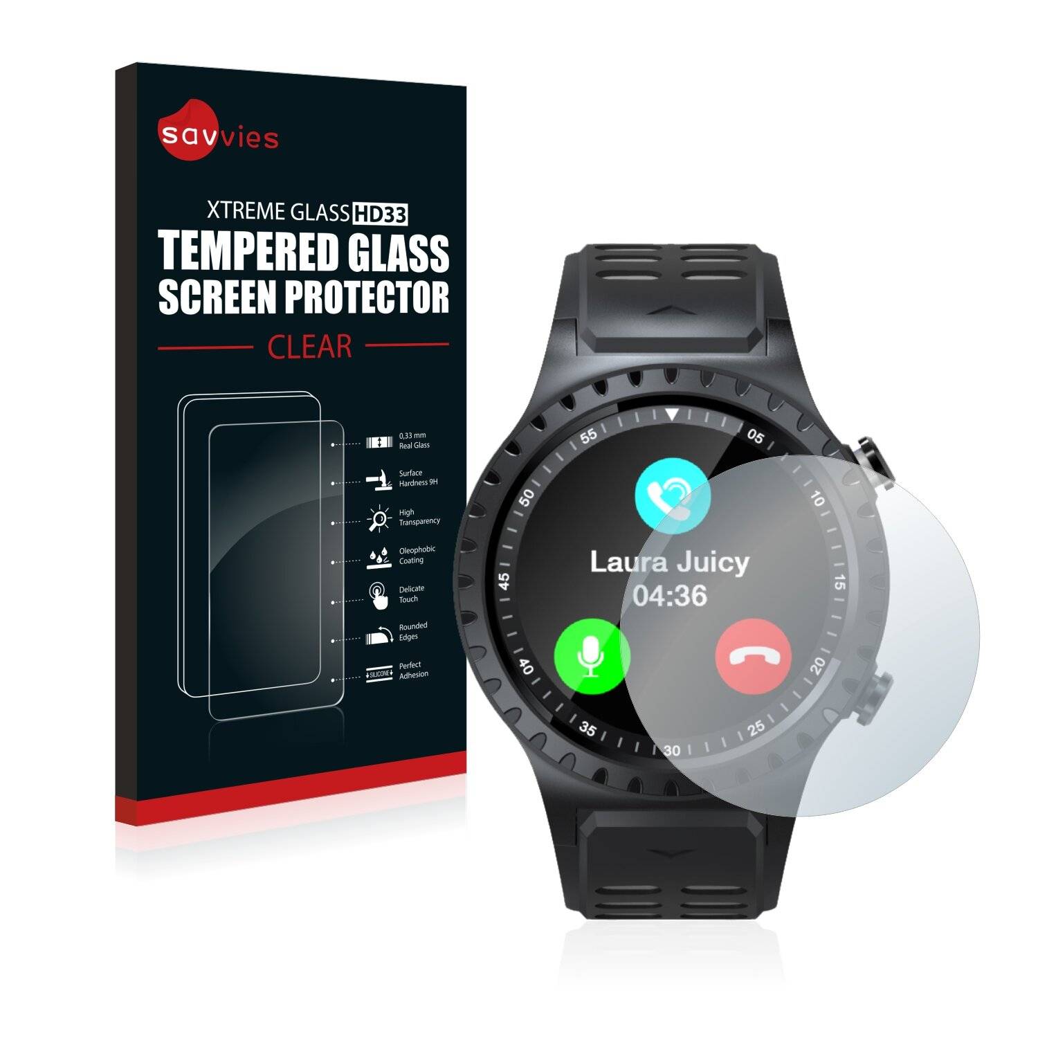 Savvies HD33 Clear Schutzglas für Evolveo Sportwatch