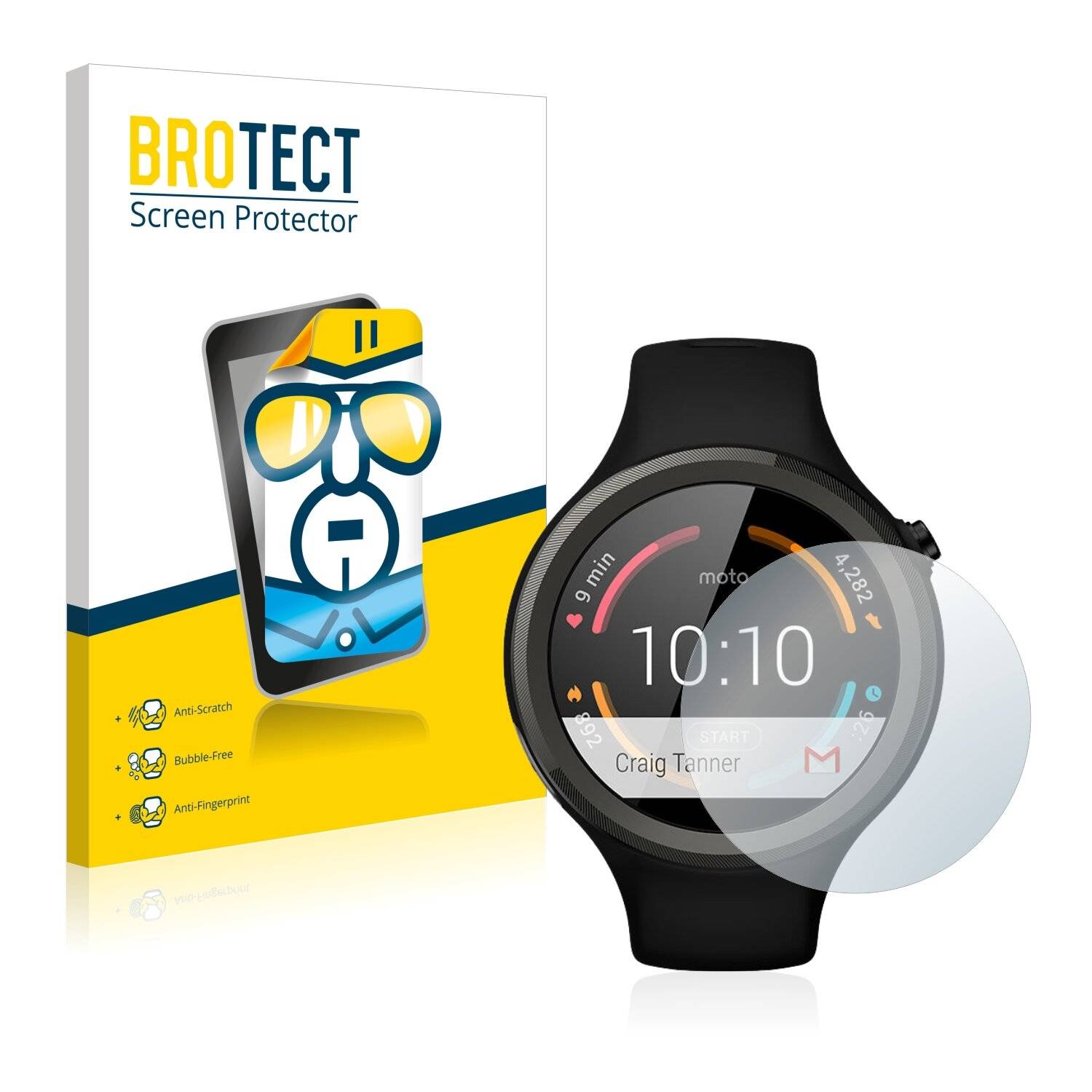 2x BROTECT HD-Clear Displayschutzfolie für Motorola Moto 360 Sport 45 mm (1.