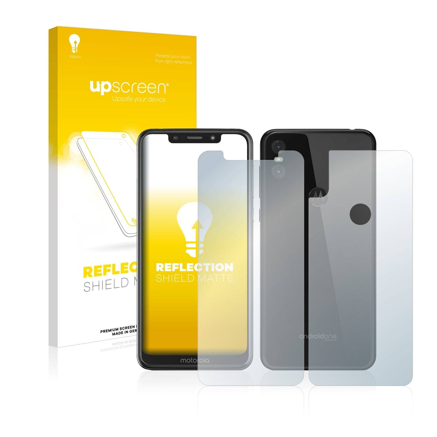 upscreen Reflection Shield Matte Premium Displayschutzfolie für Motorola One (Vorder +