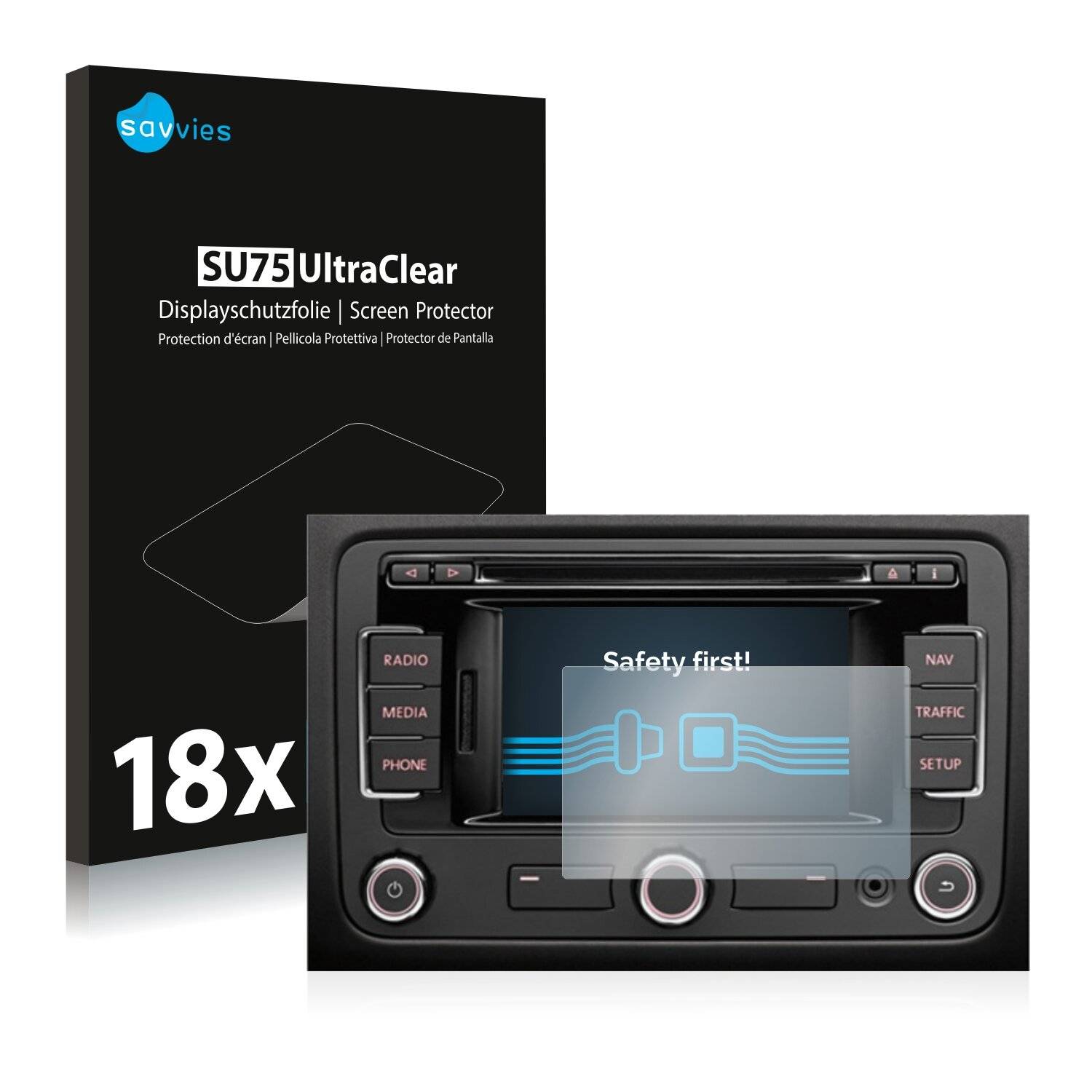 18x Savvies SU75 Displayschutzfolie für Volkswagen Caddy 3 2003 RNS 315