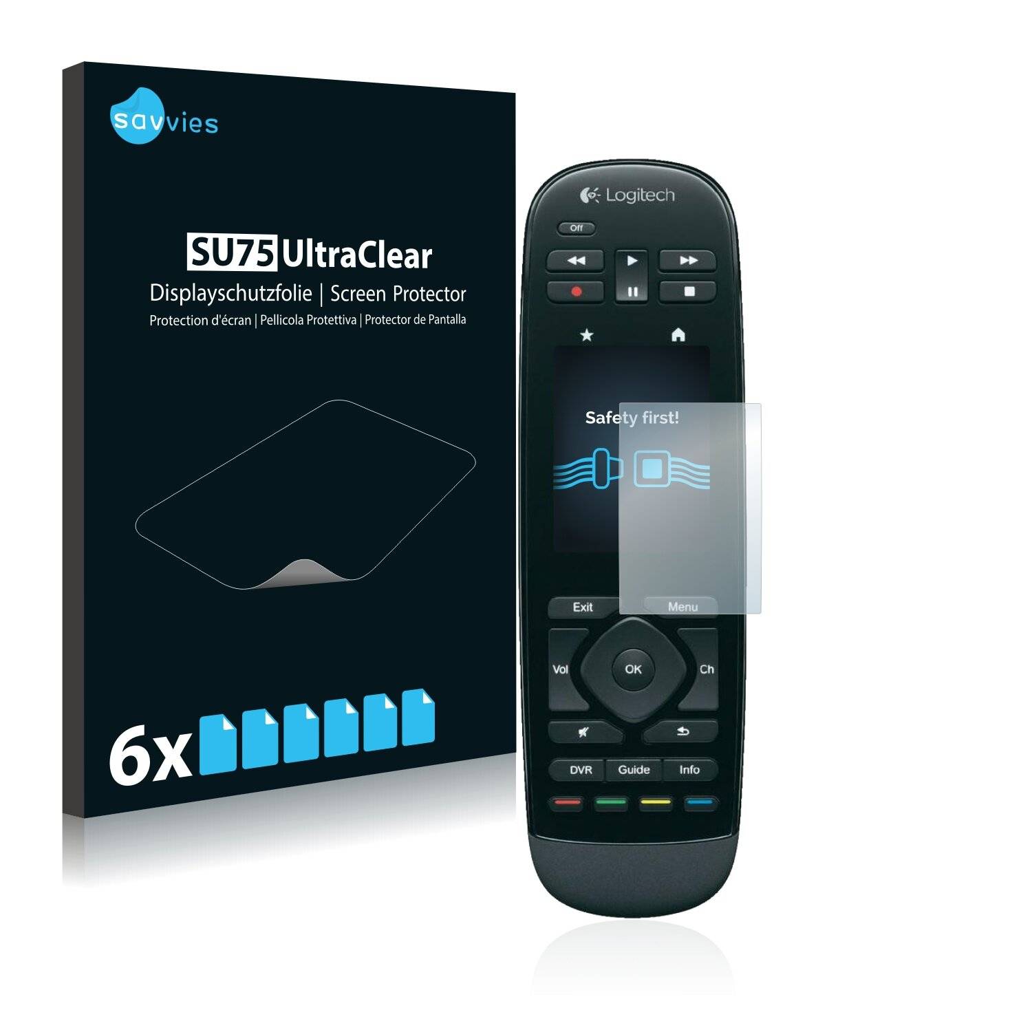 6x Savvies SU75 Displayschutzfolie für Logitech Harmony