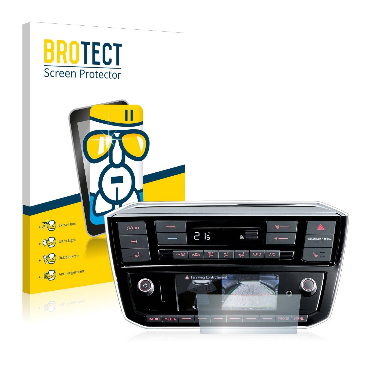 BROTECT AirGlass Schutzglas Folie für Volkswagen e-UP 2017 Radio Composition