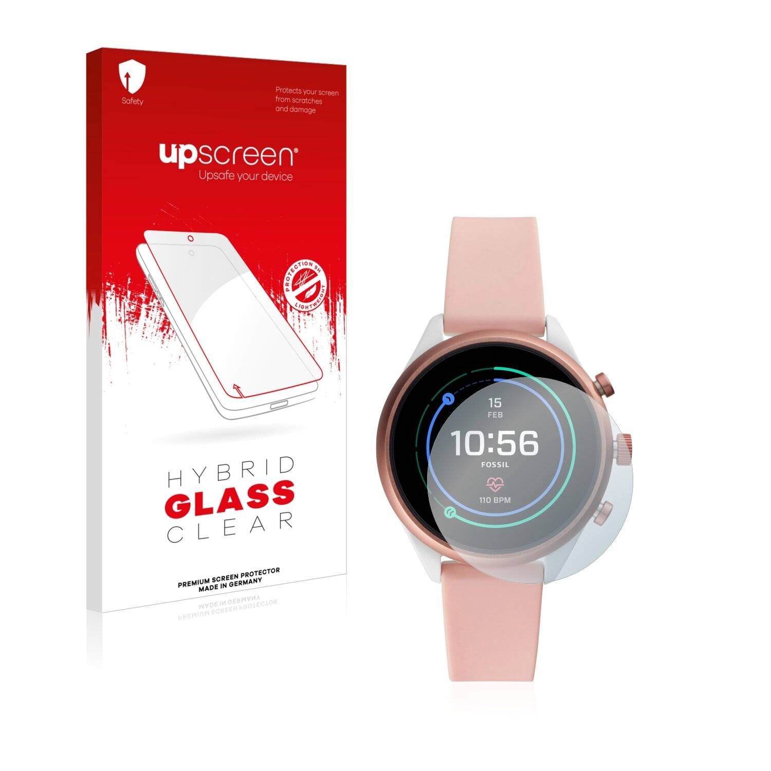 upscreen Hybrid Glass Clear Premium Schutzglas Folie für Fossil Sport (41