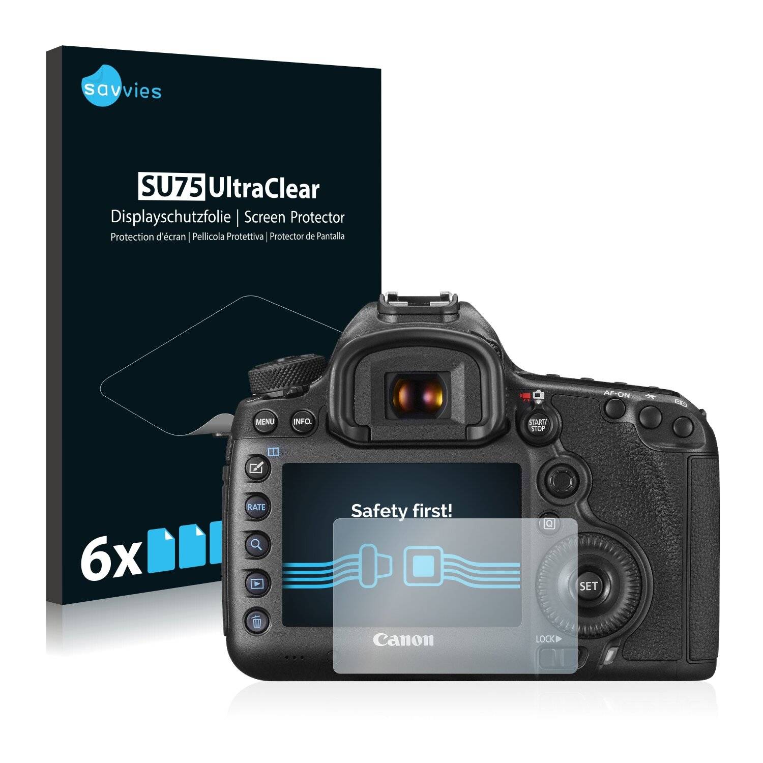 6x Savvies SU75 Displayschutzfolie für Canon EOS