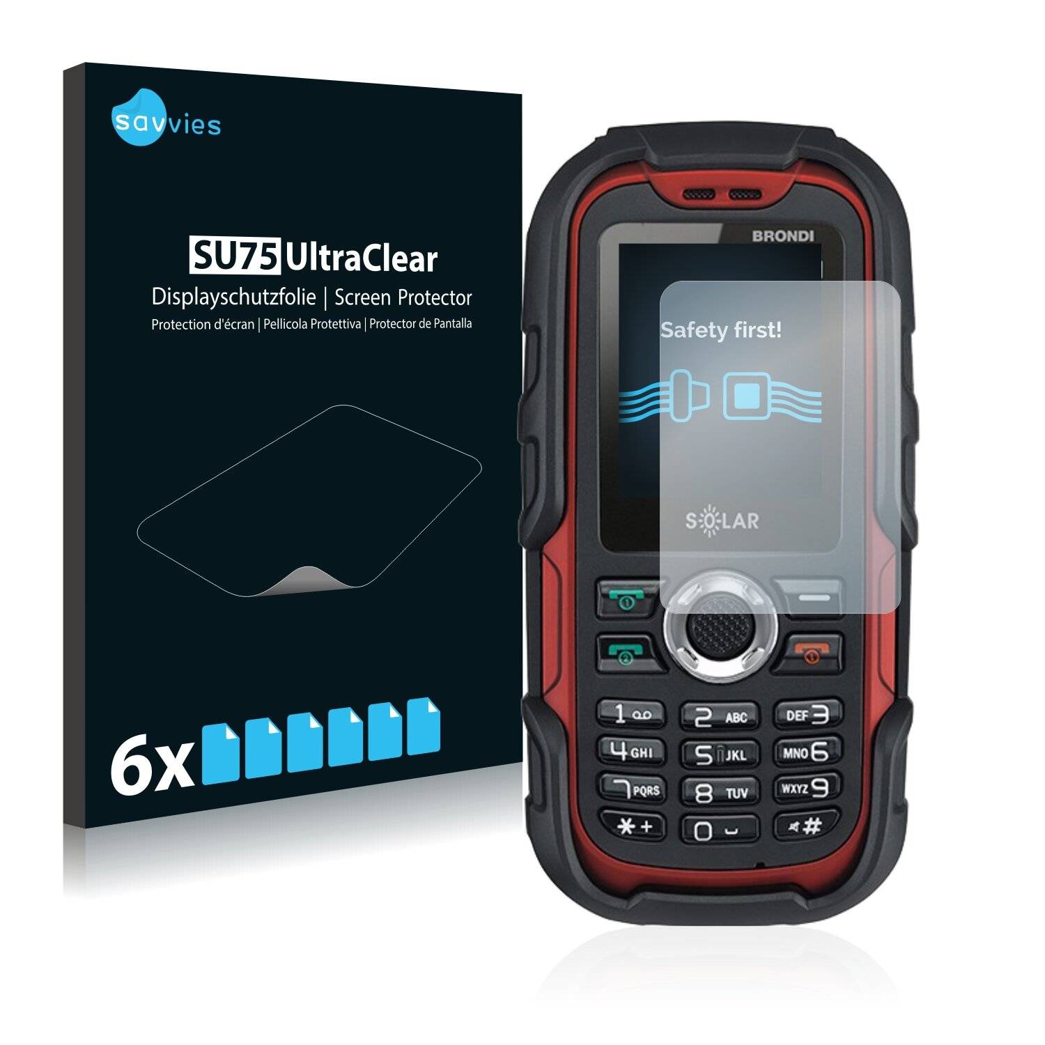 6x Savvies SU75 Displayschutzfolie für Brondi Solar