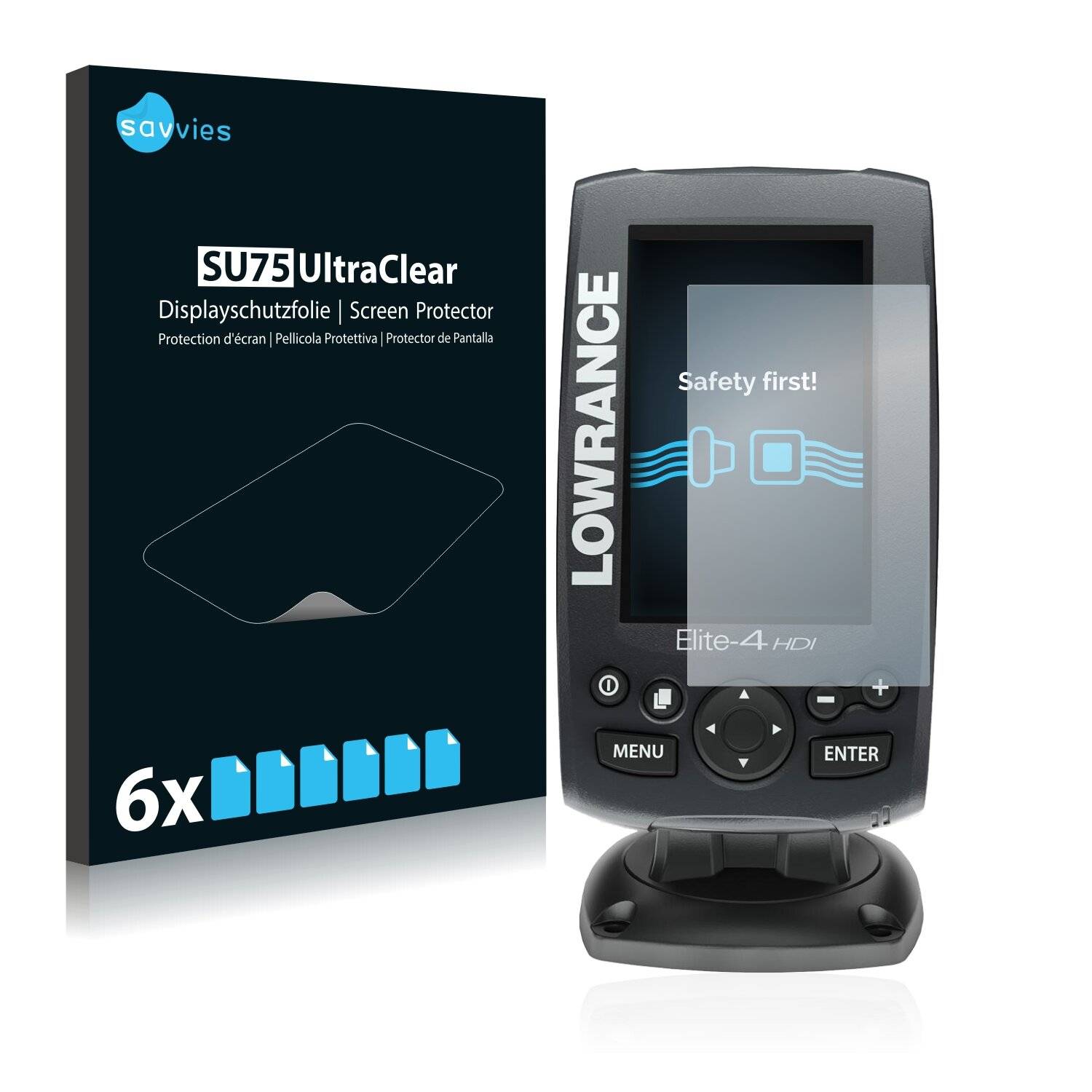 6x Savvies SU75 Displayschutzfolie für Lowrance Elite-4