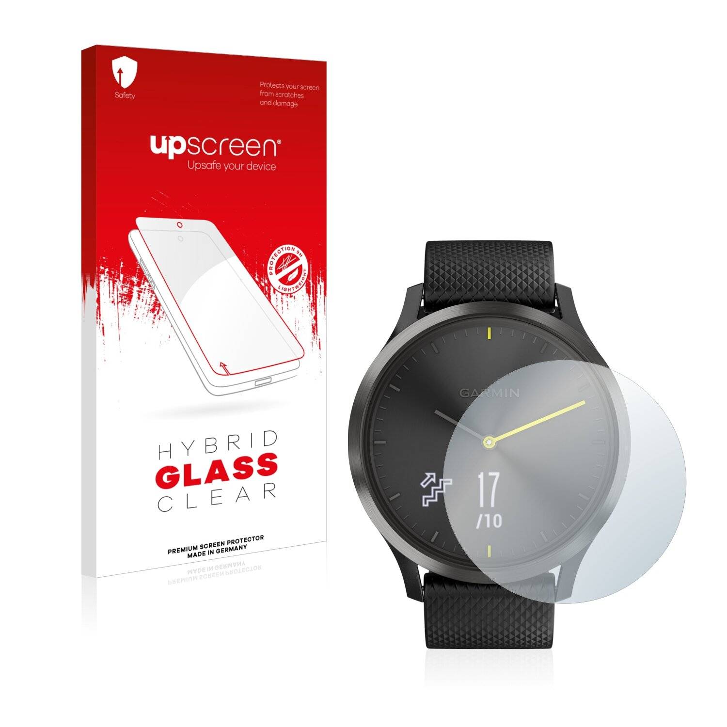 upscreen Hybrid Glass Clear Premium Schutzglas Folie für Garmin vivomove