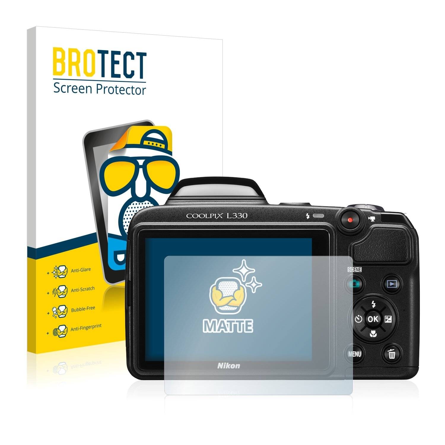 2x BROTECT Matte Displayschutzfolie für Nikon Coolpix L330 - Entspiegelt,