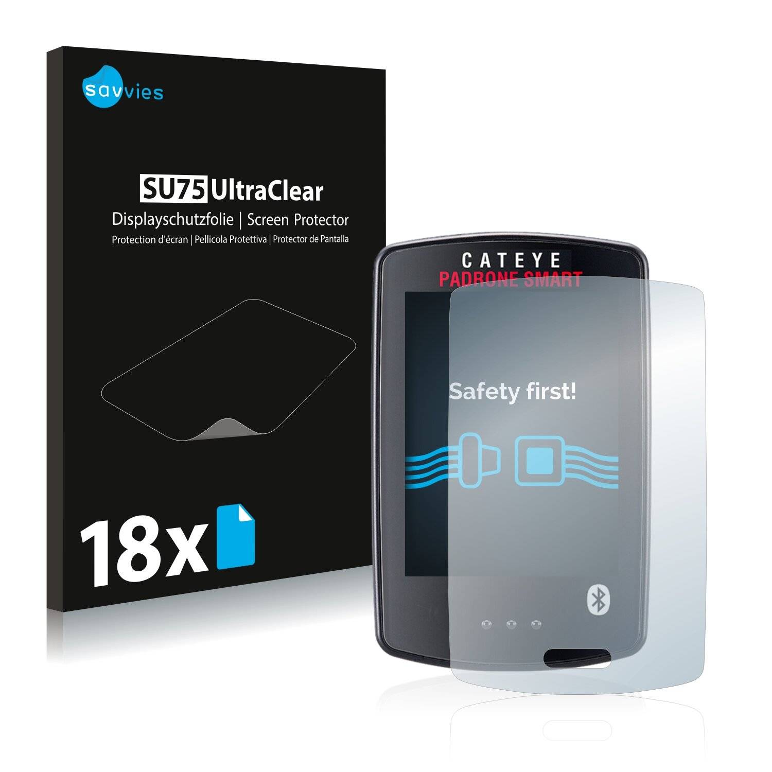 18x Savvies SU75 Displayschutzfolie für Cateye Padrone