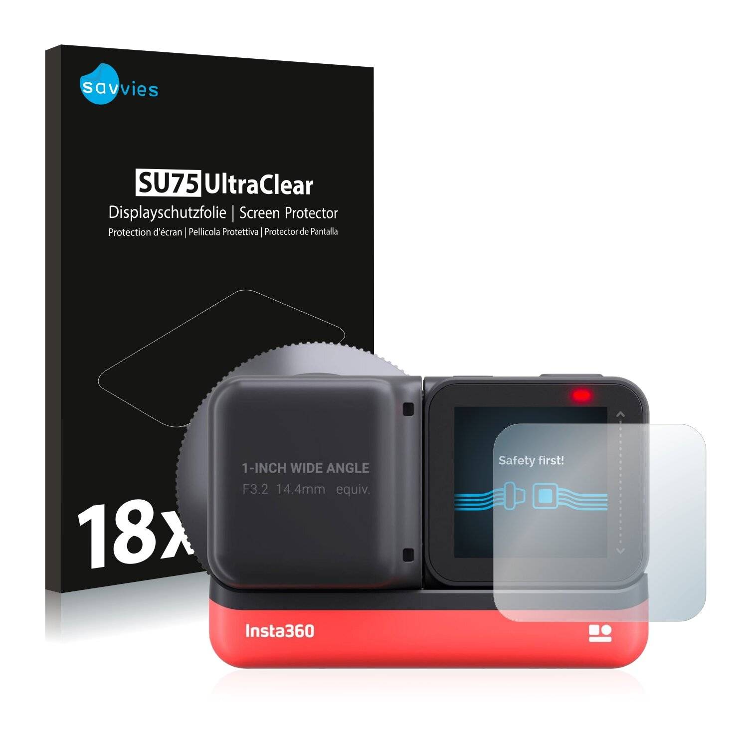 18x Savvies SU75 Displayschutzfolie für Insta360 One R 1-Inch
