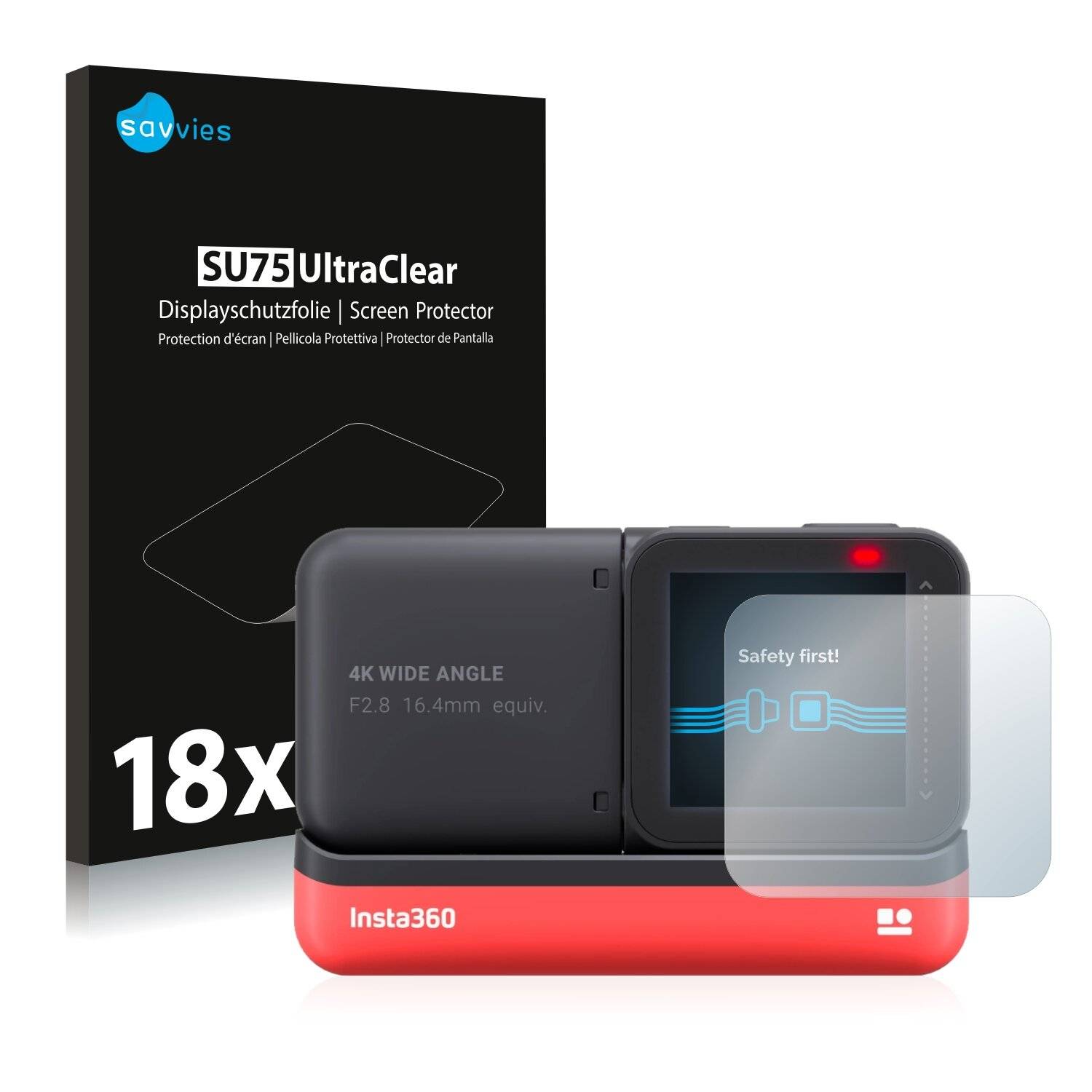 18x Savvies SU75 Displayschutzfolie für Insta360 One R 4K
