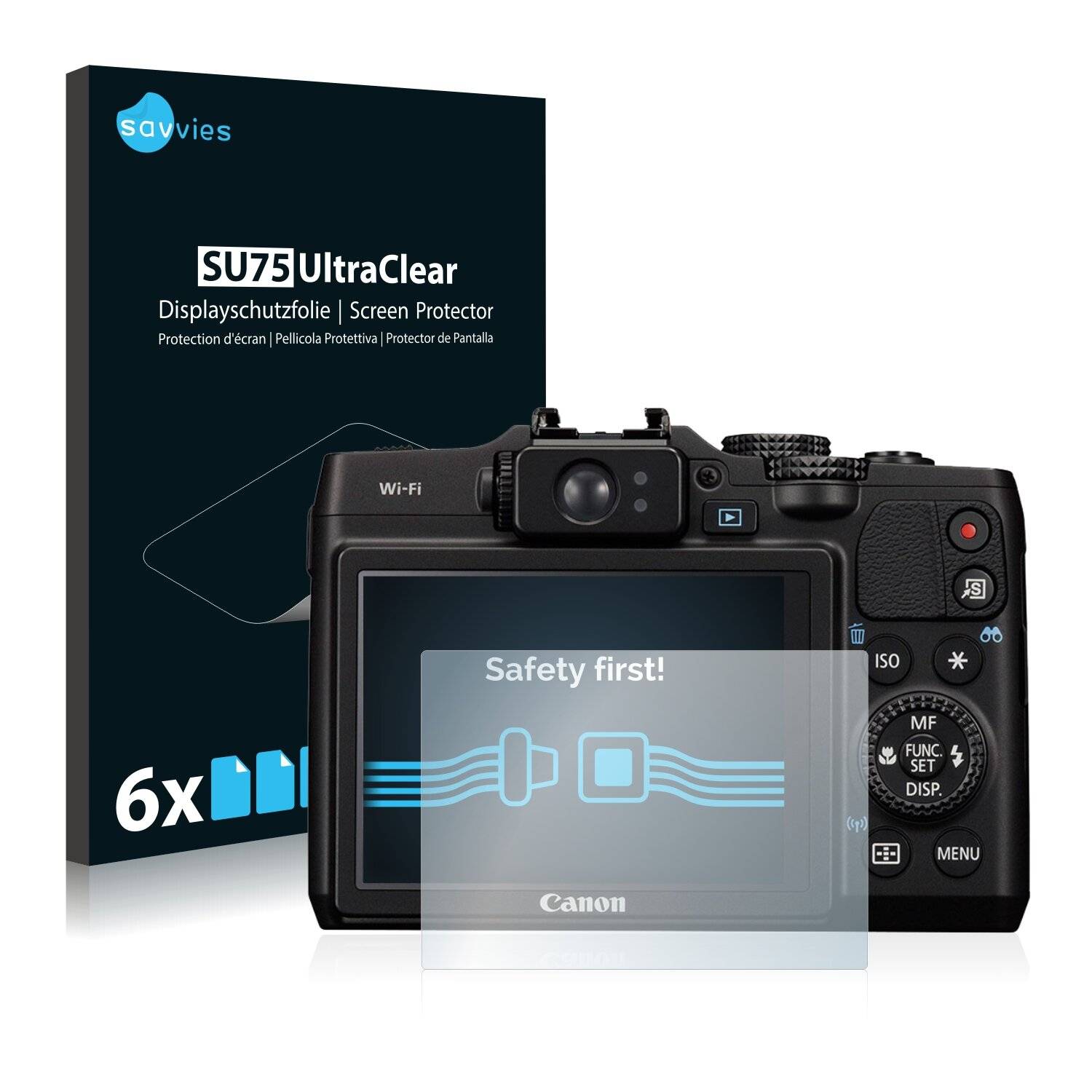6x Savvies SU75 Displayschutzfolie für Canon PowerShot