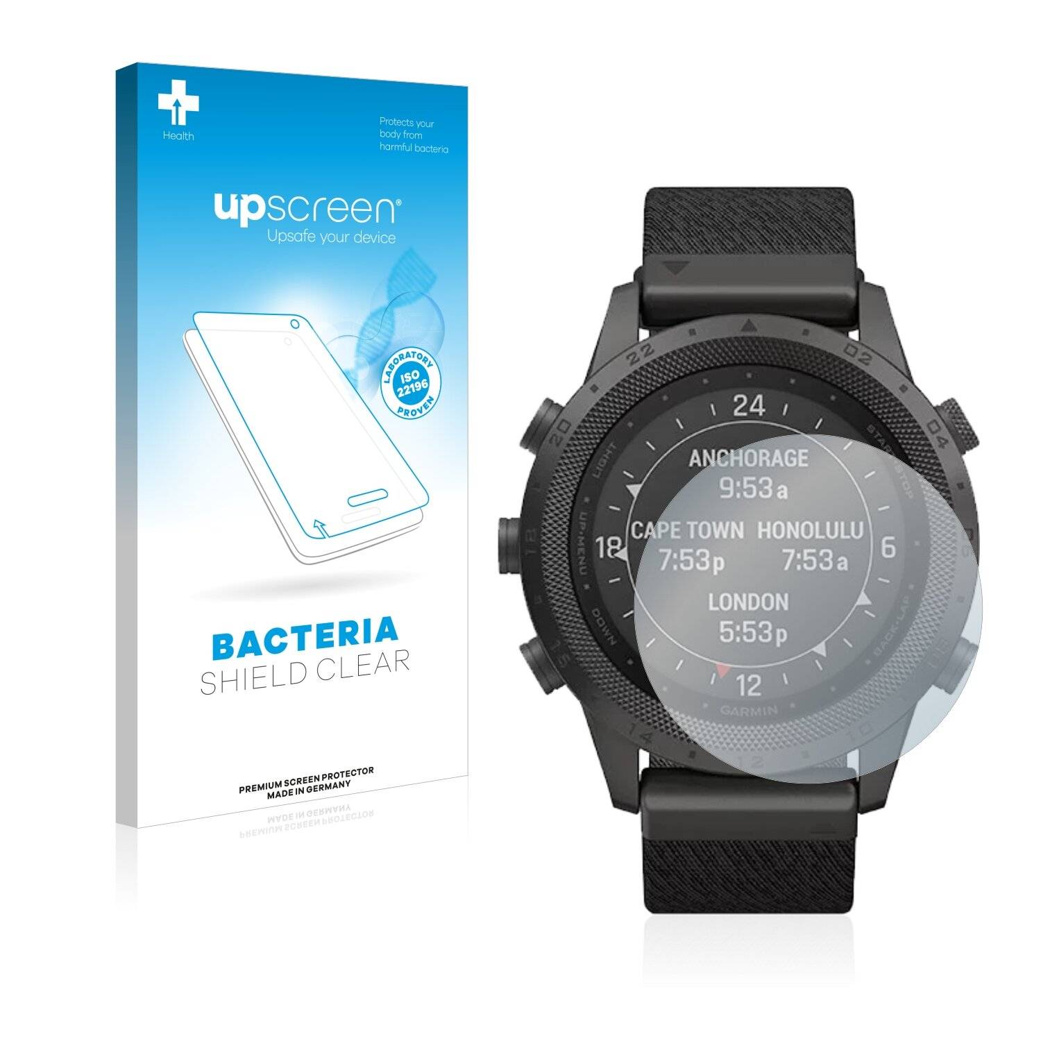upscreen Bacteria Shield Clear Premium Antibakterielle Displayschutzfolie für Garmin Marq