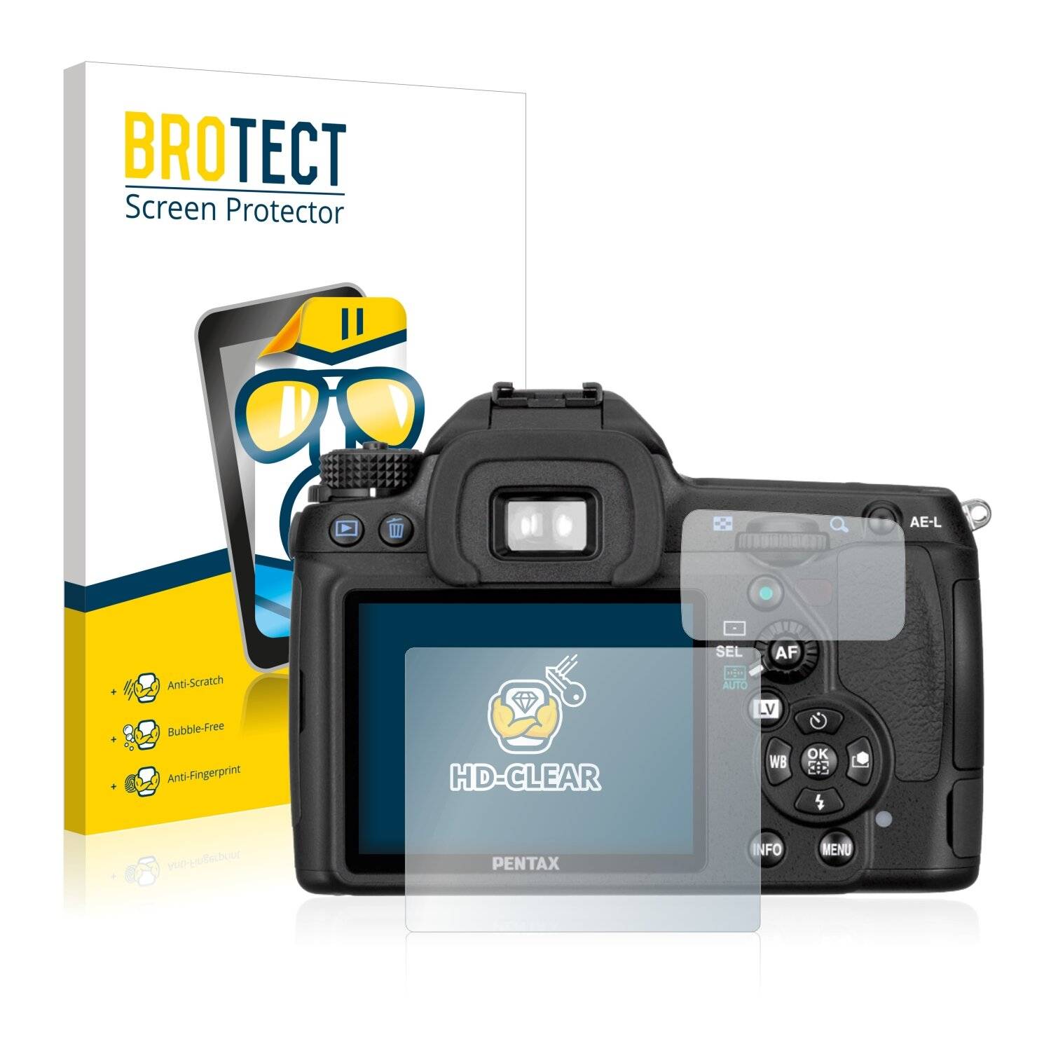 2x BROTECT HD-Clear Displayschutzfolie für Pentax K5,