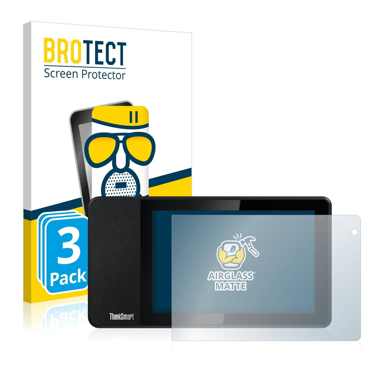 3x BROTECT AirGlass Matte Schutzglas Folie für Lenovo ThinkSmart