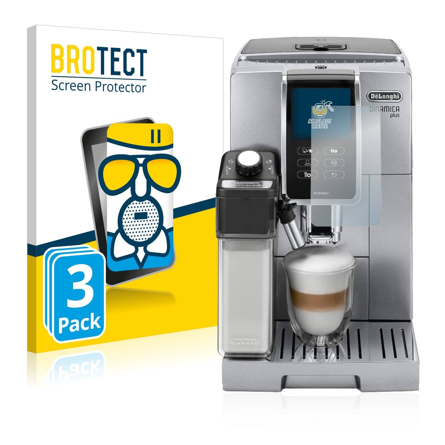 3x BROTECT AirGlass Matte Schutzglas Folie für DeLonghi Dinamica Plus