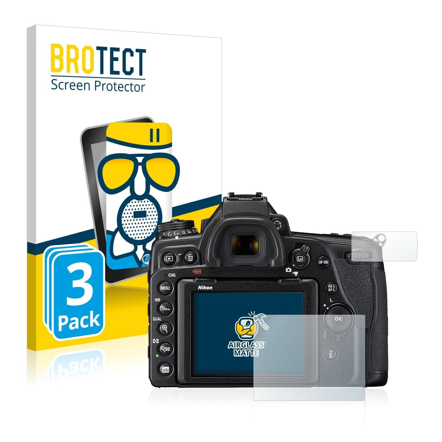 3x BROTECT AirGlass Matte Schutzglas Folie für Nikon
