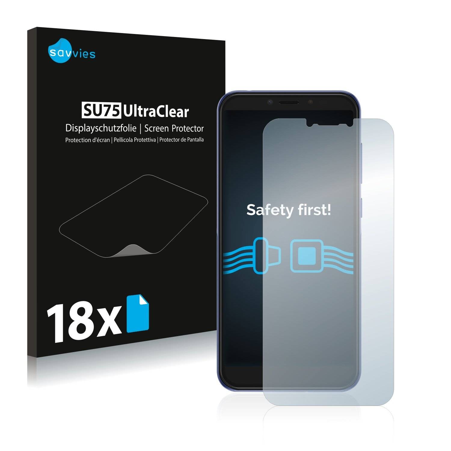 18x Savvies SU75 Displayschutzfolie für Alcatel 1S