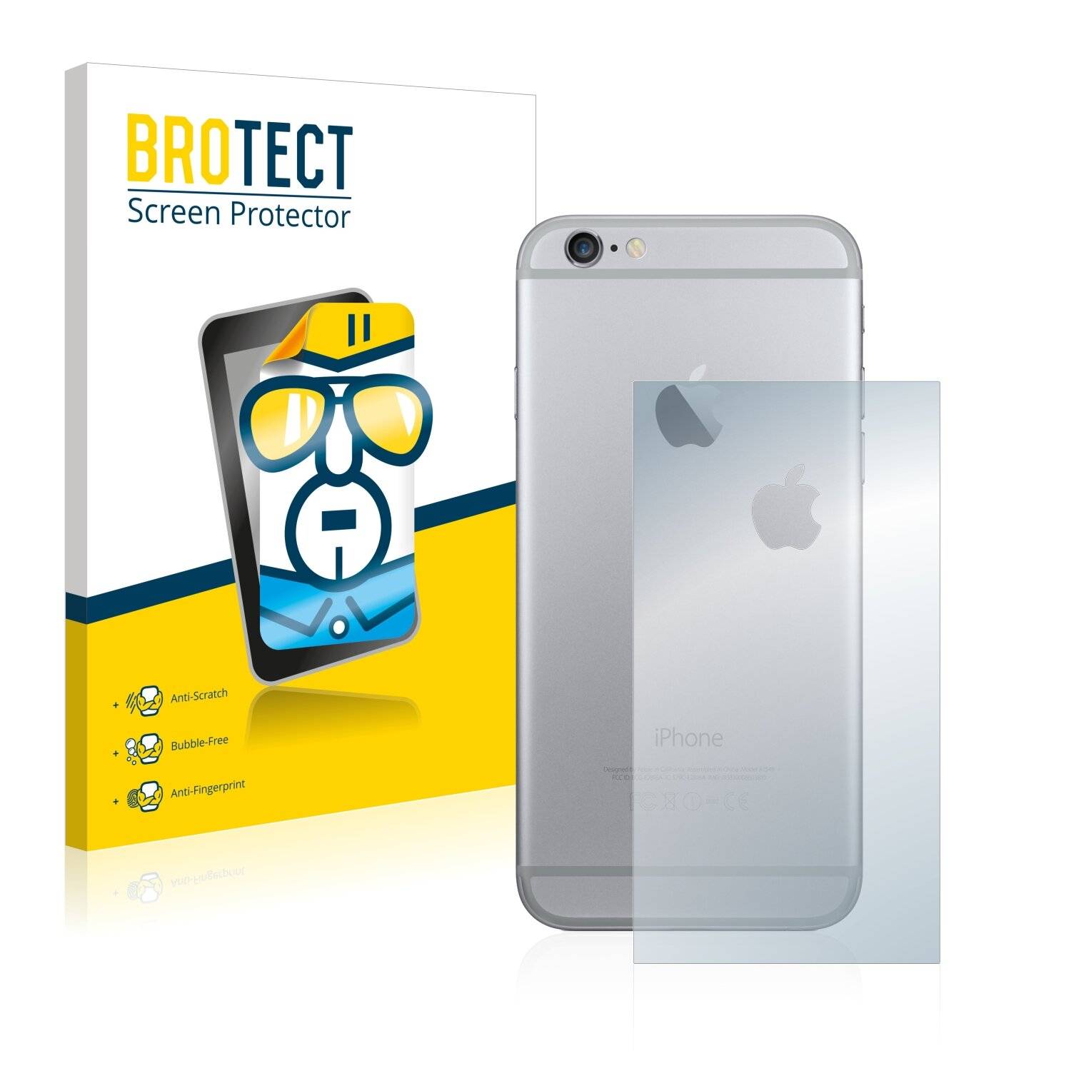 2x BROTECT HD-Clear Displayschutzfolie für Apple iPhone 6 Rückseite (Mittelfläche +