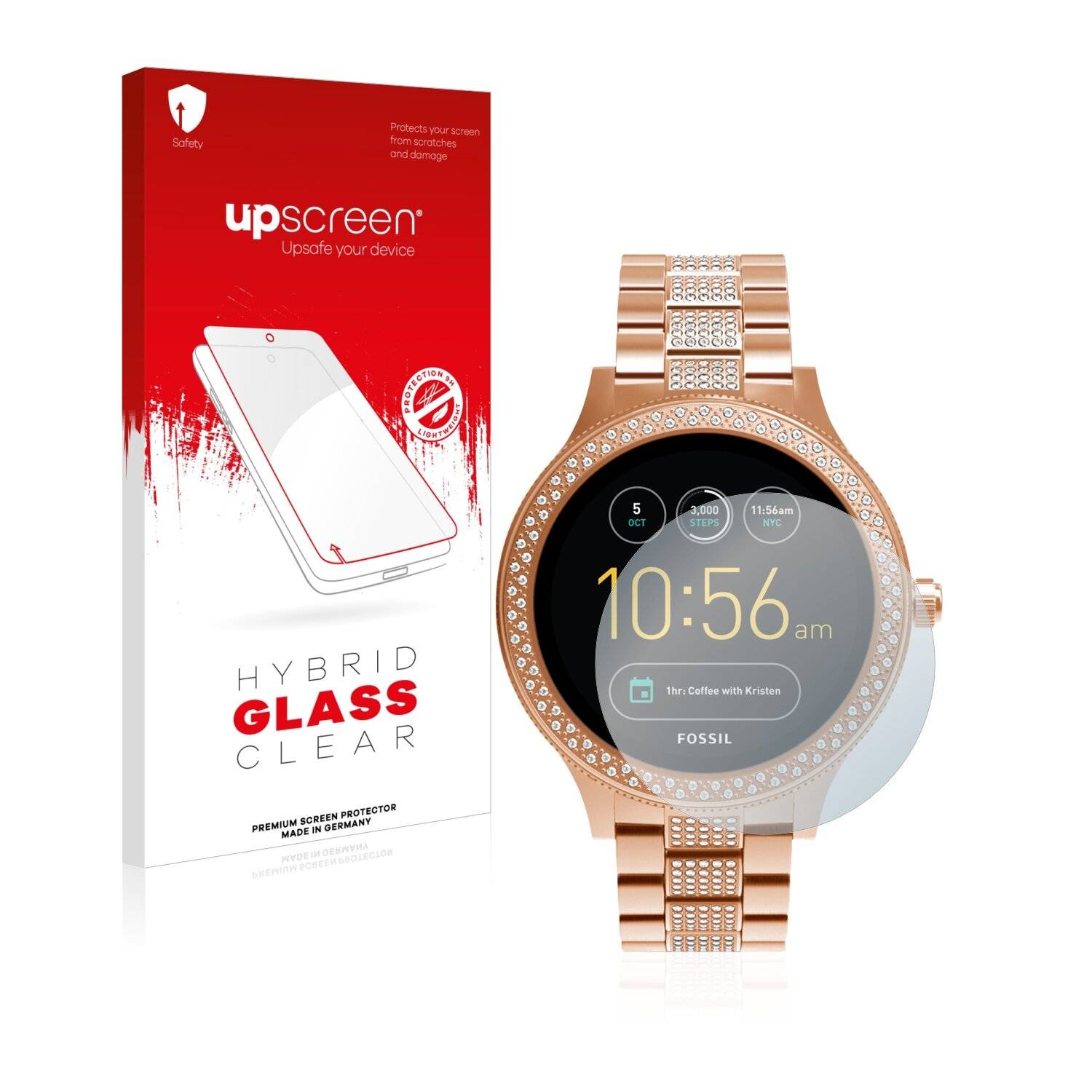 upscreen Hybrid Glass Clear Premium Schutzglas Folie für Fossil Q Venture
