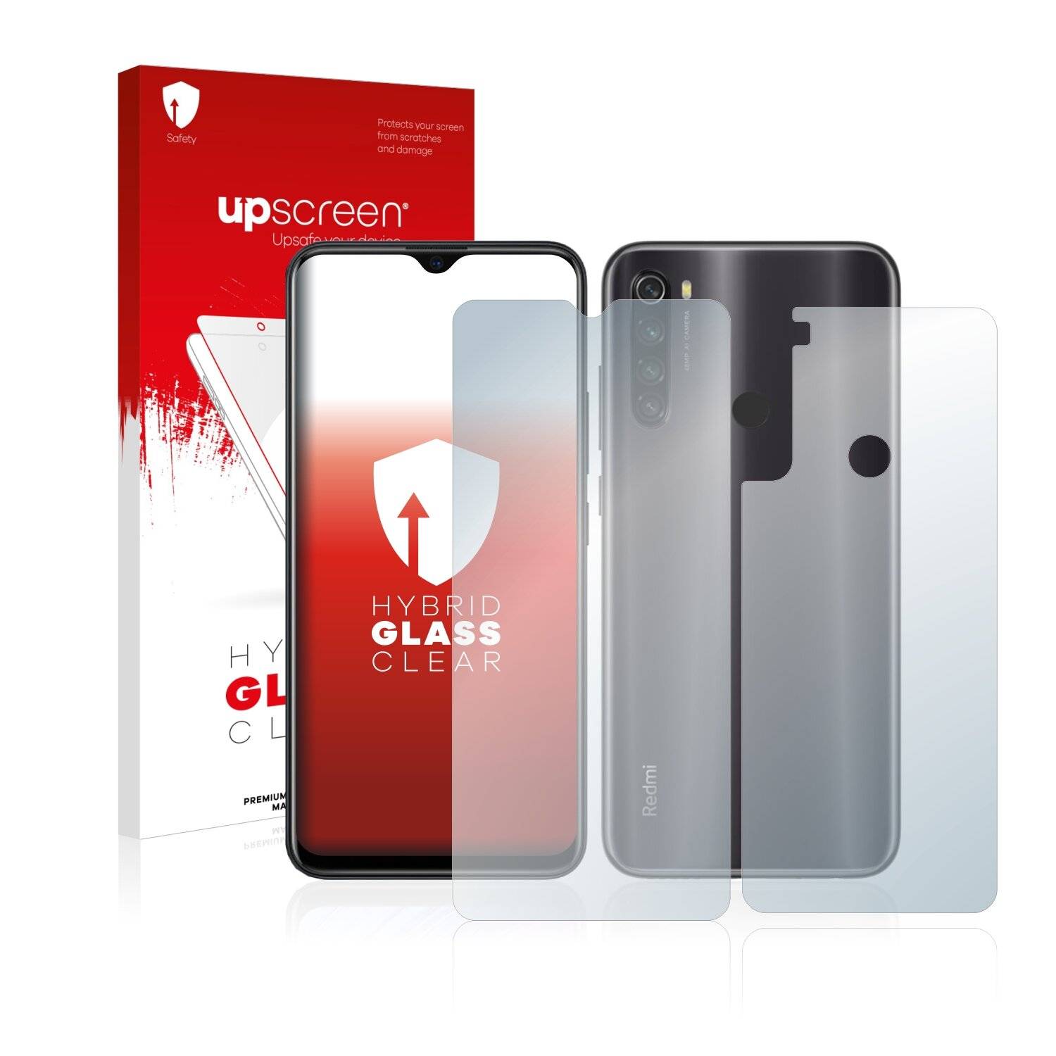 upscreen Hybrid Glass Clear Premium Schutzglas Folie für Xiaomi Redmi Note 8T (Vorder +