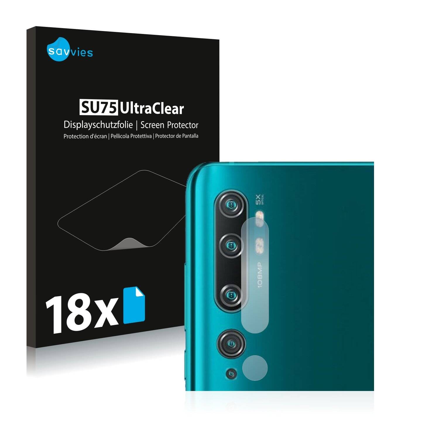 18x Savvies SU75 Displayschutzfolie für Xiaomi Mi CC9 Pro (NUR