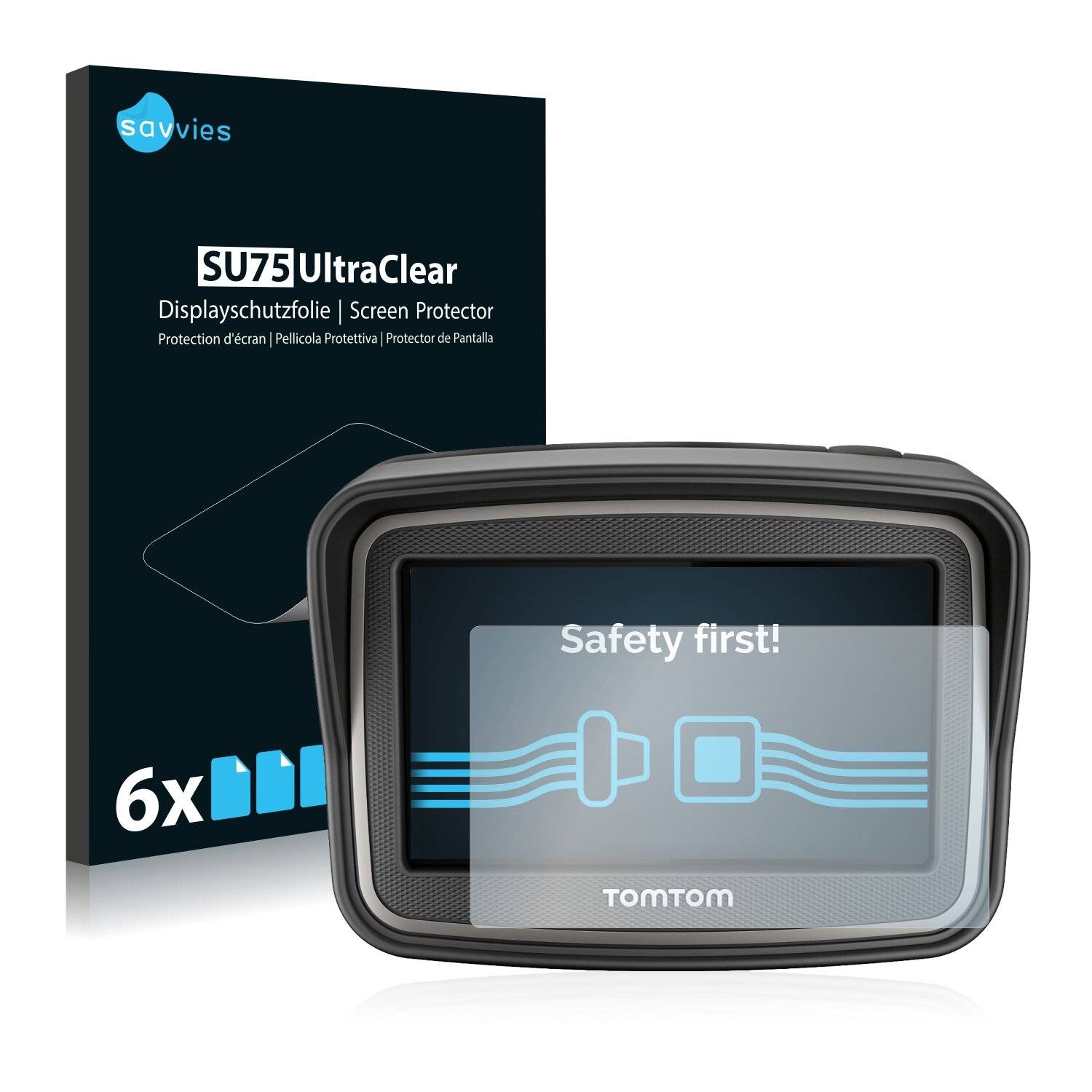 6x Savvies SU75 Displayschutzfolie für TomTom Rider