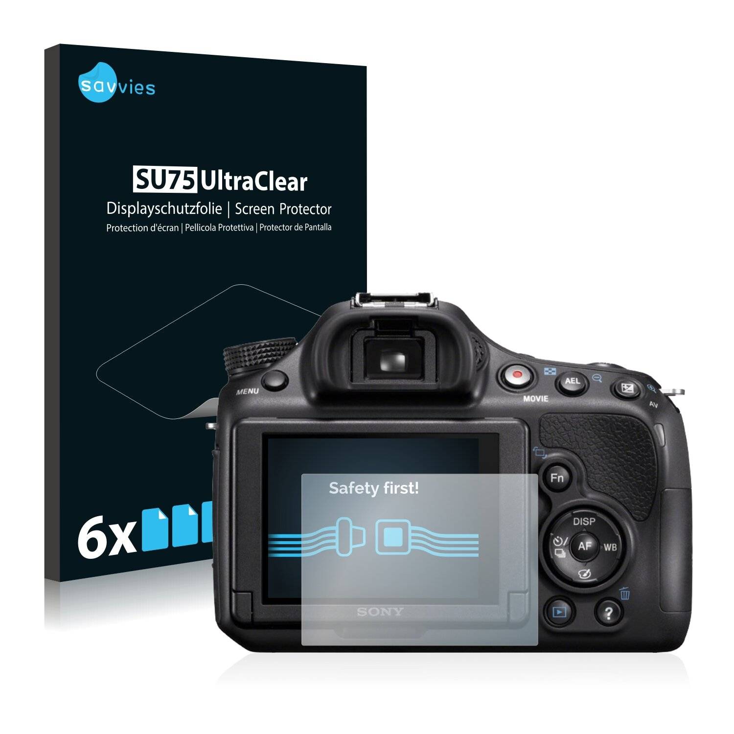 6x Savvies SU75 Displayschutzfolie für Sony Alpha 58