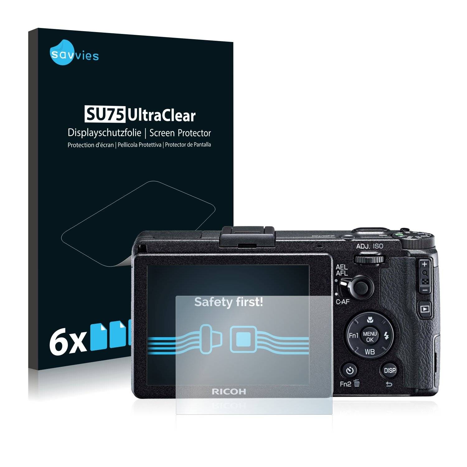 6x Savvies SU75 Displayschutzfolie für Ricoh
