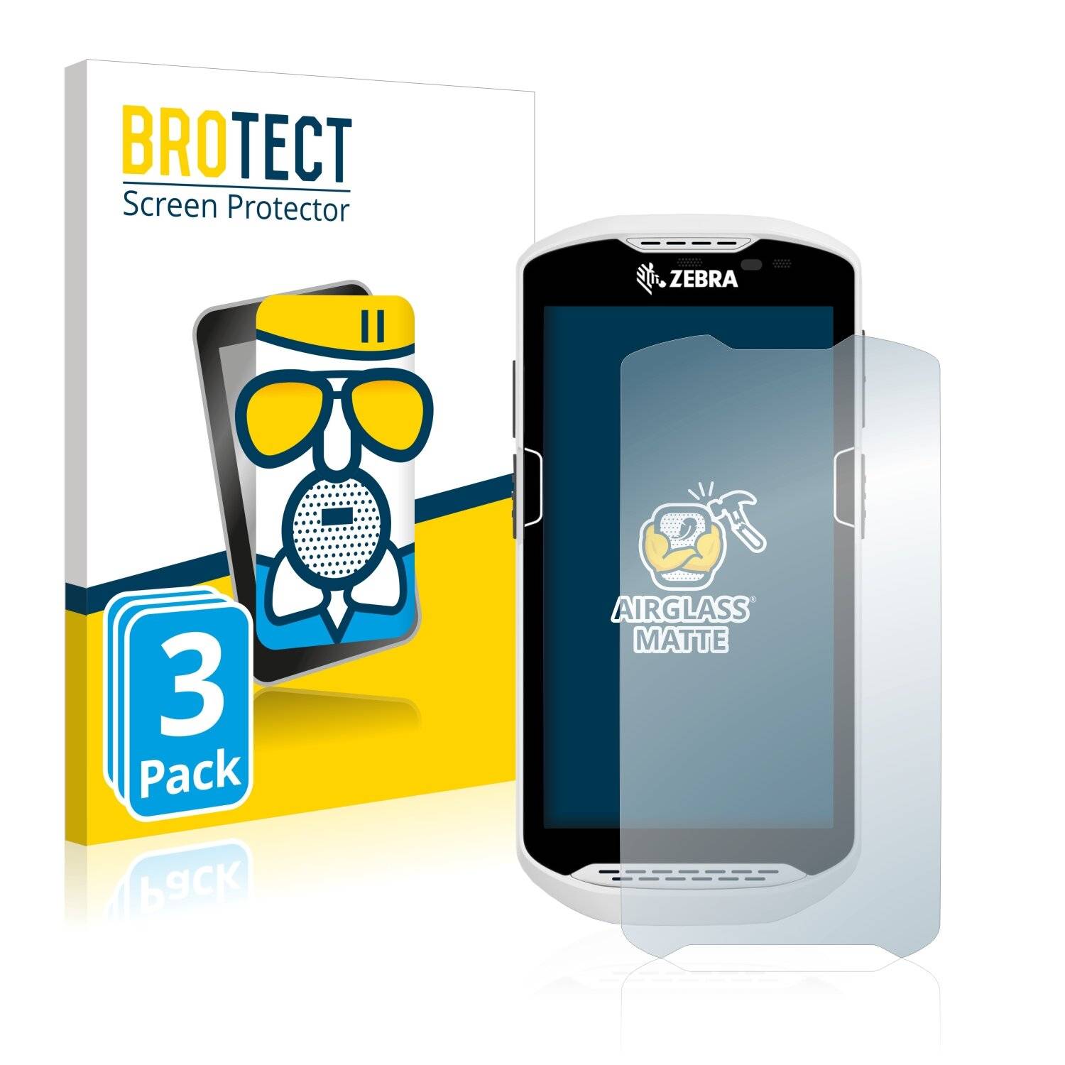 3x BROTECT AirGlass Matte Schutzglas Folie für Zebra