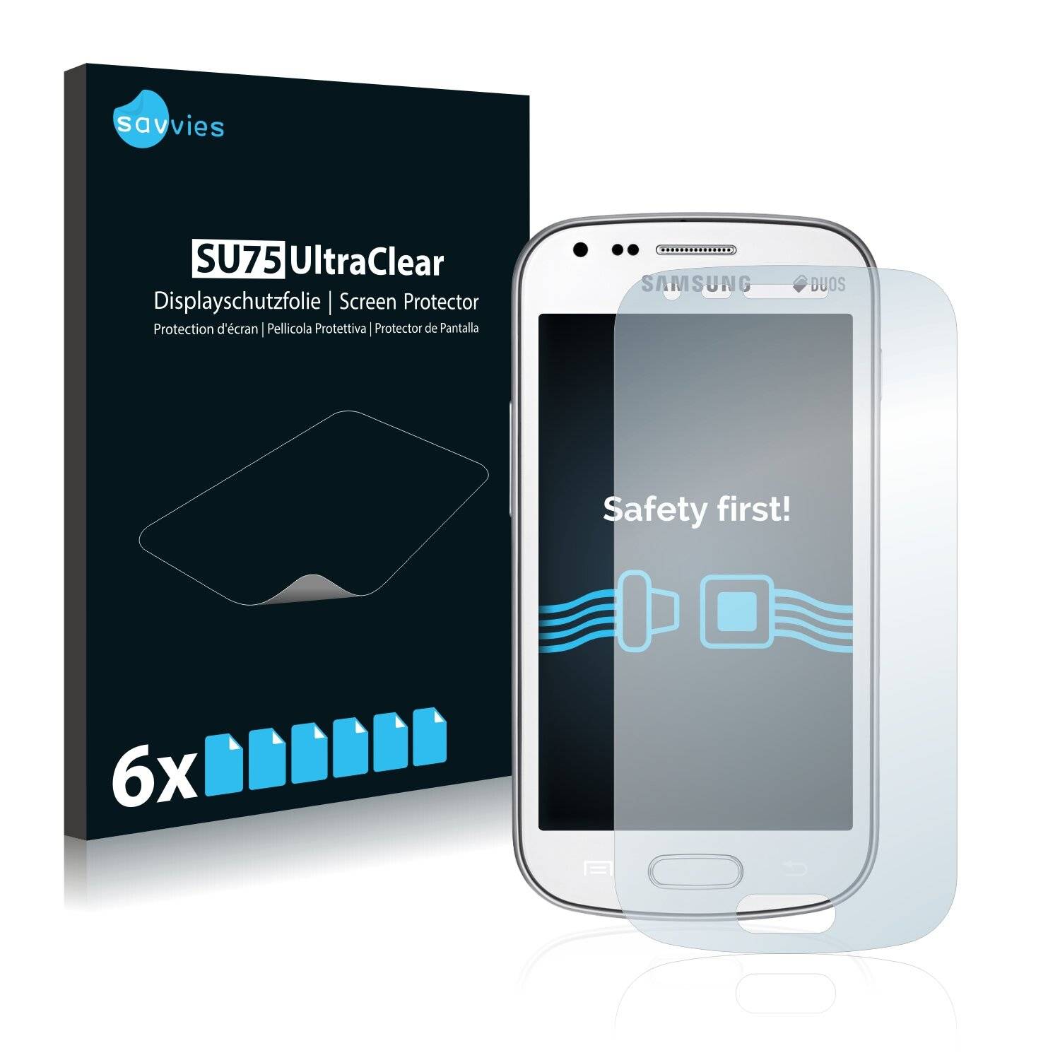 6x Savvies SU75 Displayschutzfolie für Samsung Galaxy S Duos 2