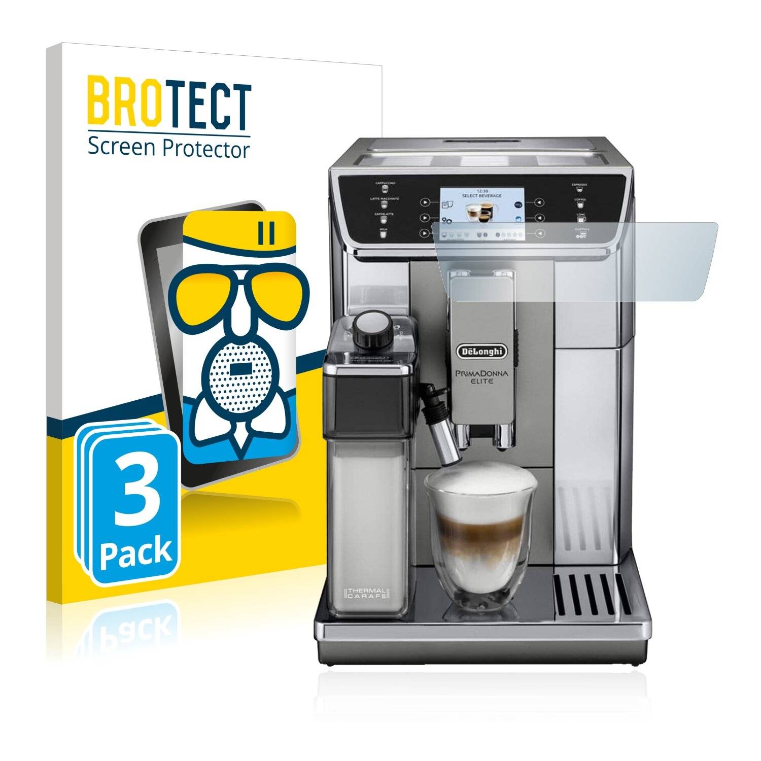 3x BROTECT AirGlass Matte Schutzglas Folie für DeLonghi Primadonna Elite
