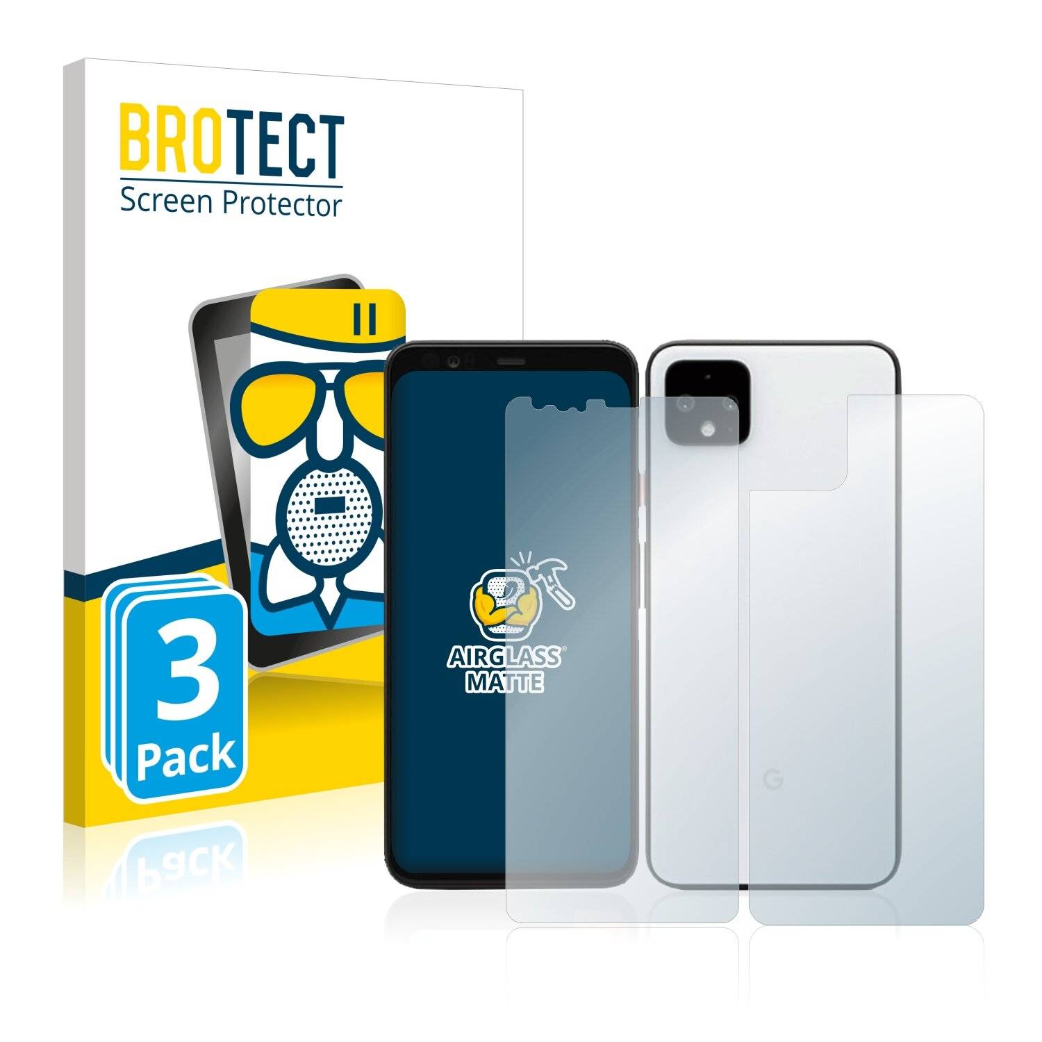 3x BROTECT AirGlass Matte Schutzglas Folie für Google Pixel 4 XL (Vorder +