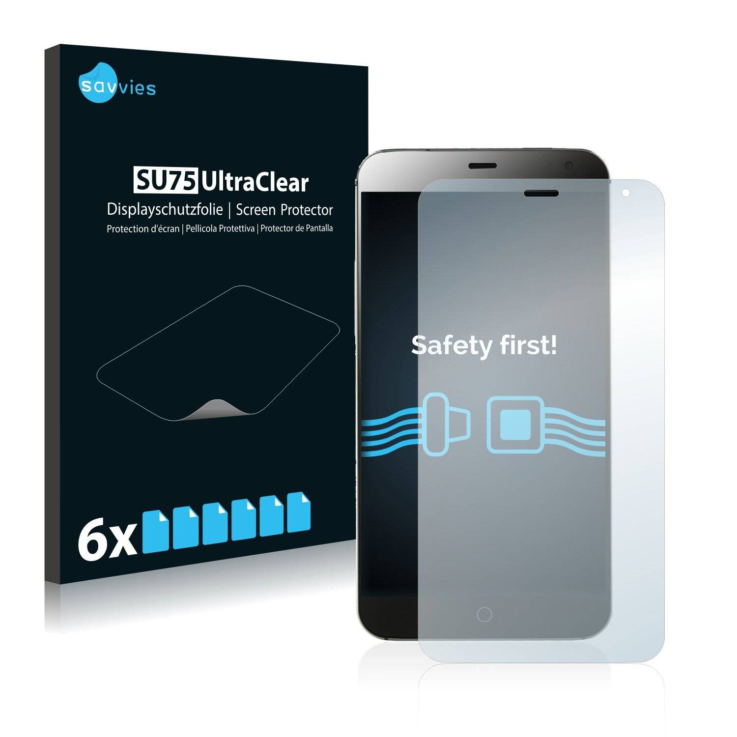 6x Savvies SU75 Displayschutzfolie für Meizu
