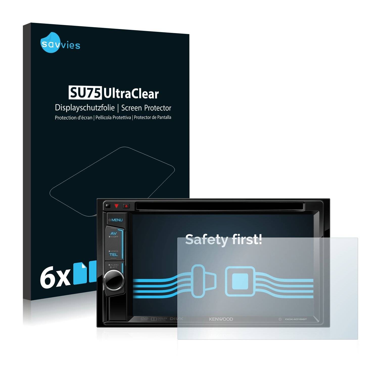 6x Savvies SU75 Displayschutzfolie für Kenwood