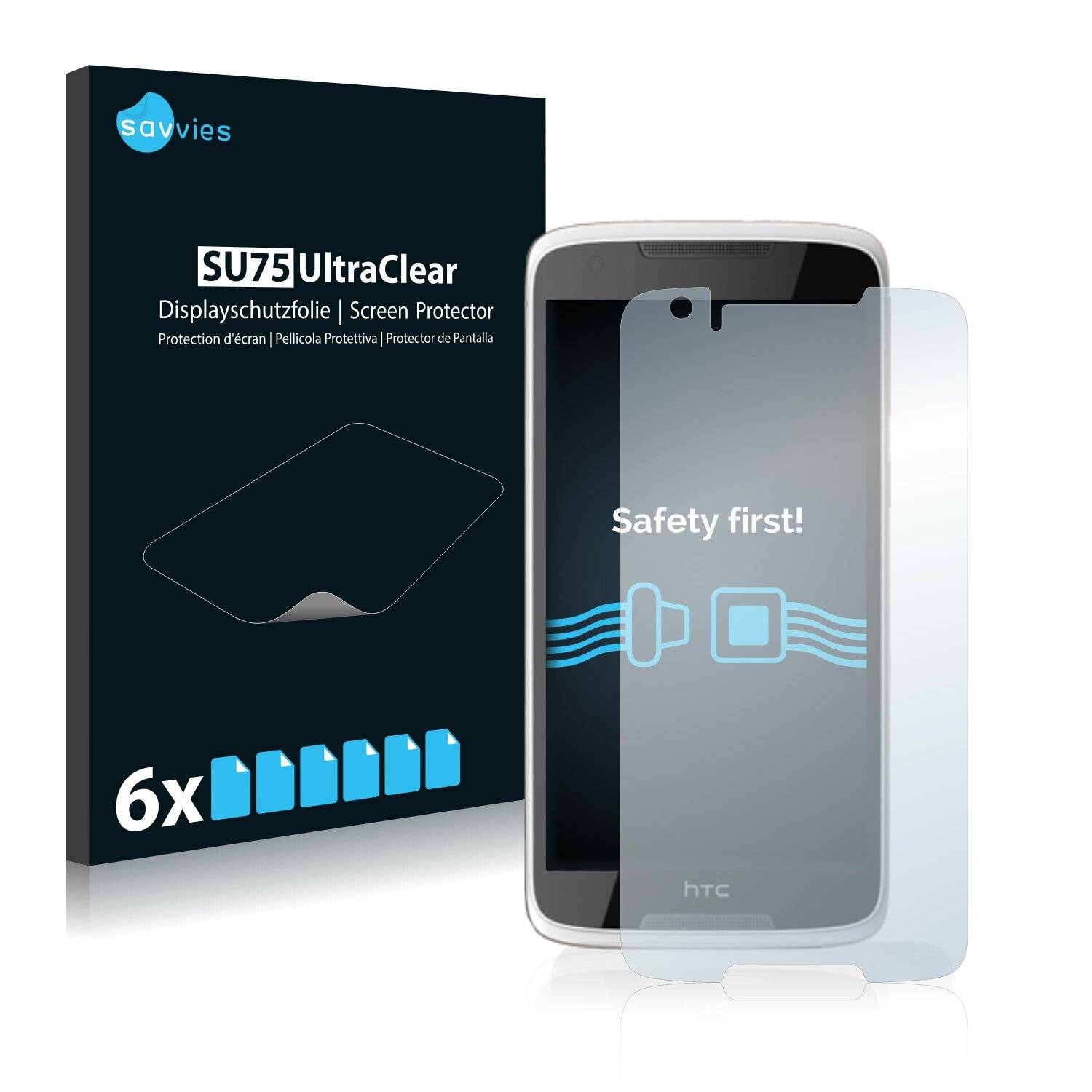 6x Savvies SU75 Displayschutzfolie für HTC Desire