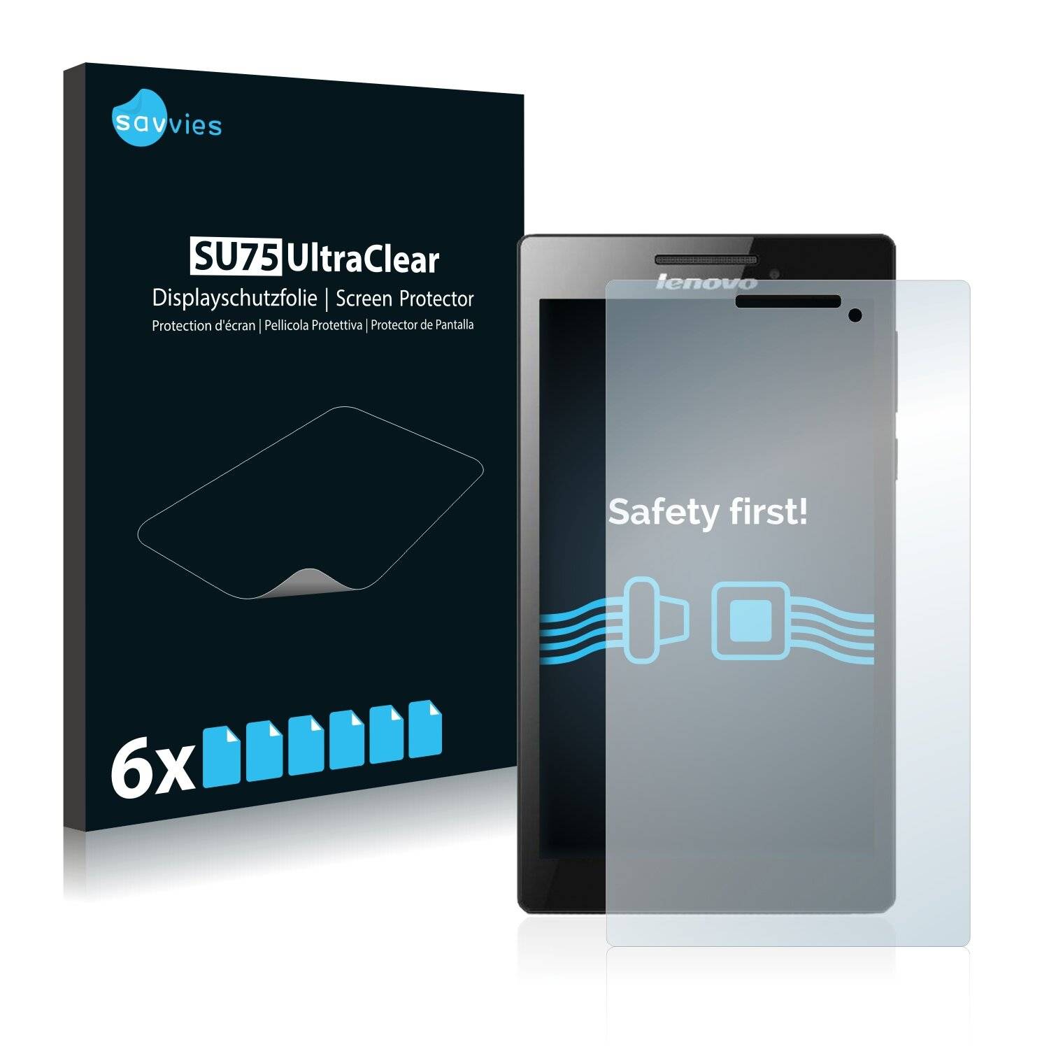 6x Savvies SU75 Displayschutzfolie für Lenovo Tab 2 A7-30 (nur Kamera