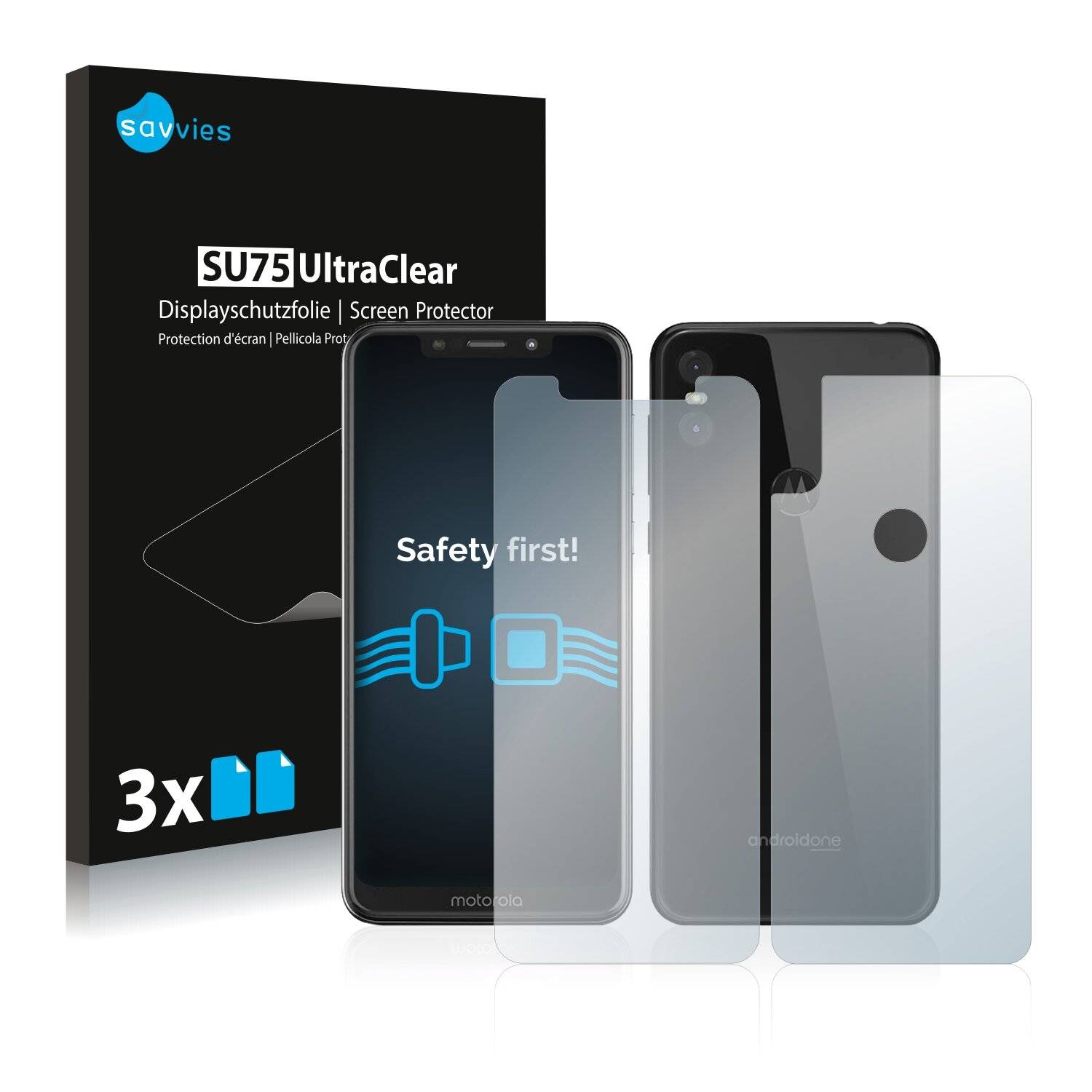 6x Savvies SU75 Displayschutzfolie für Motorola One (Vorder +