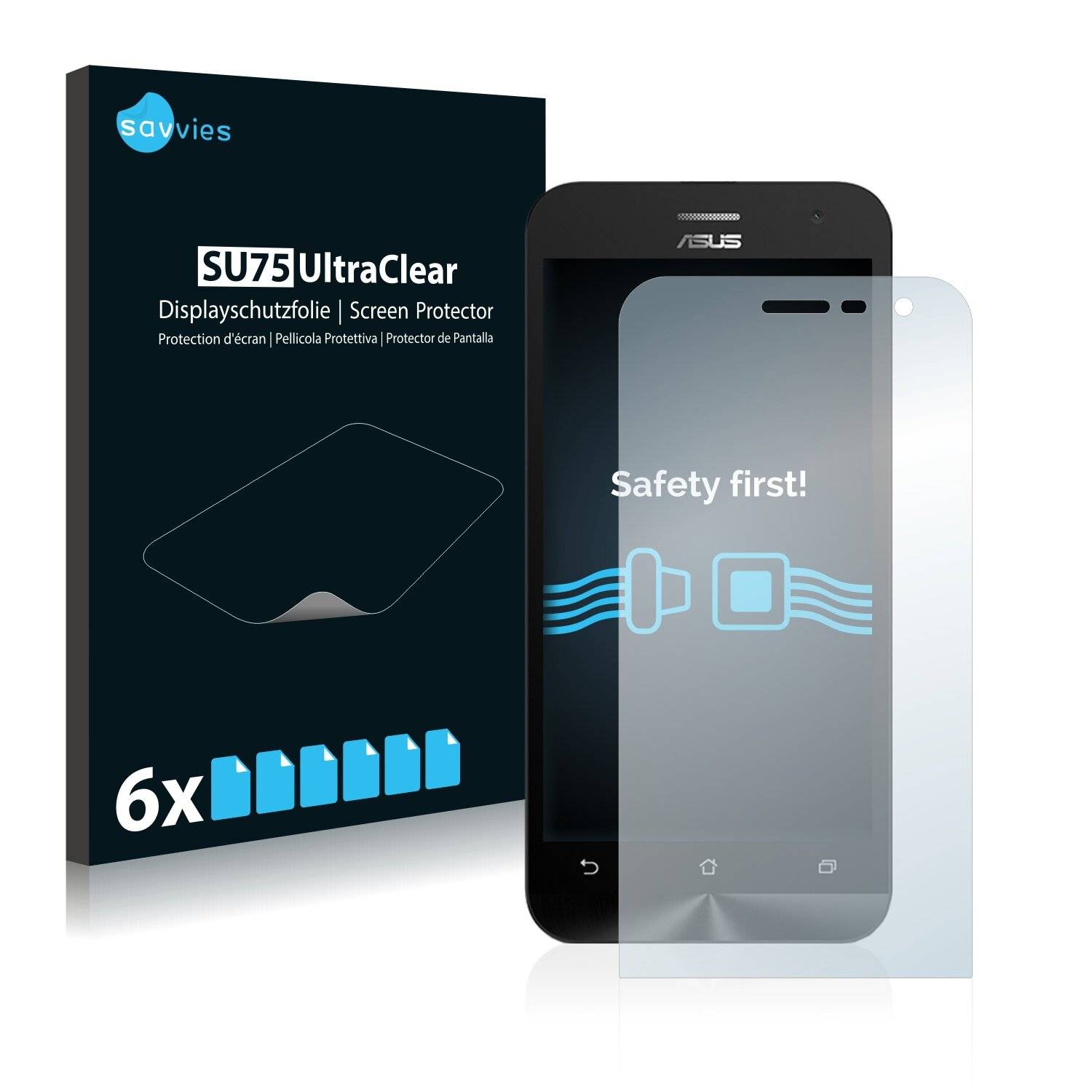 6x Savvies SU75 Displayschutzfolie für Asus ZenFone 2