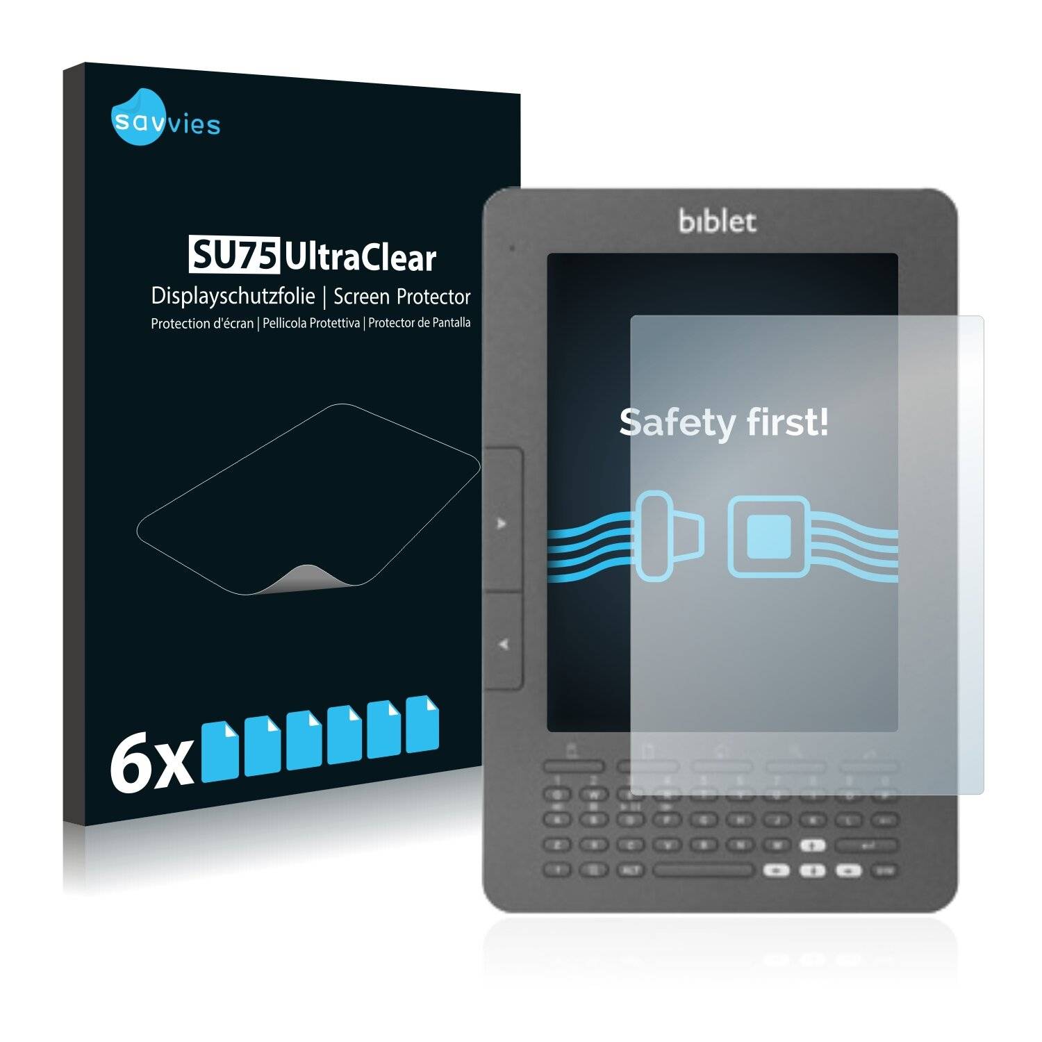 6x Savvies SU75 Displayschutzfolie für Biblet eBook